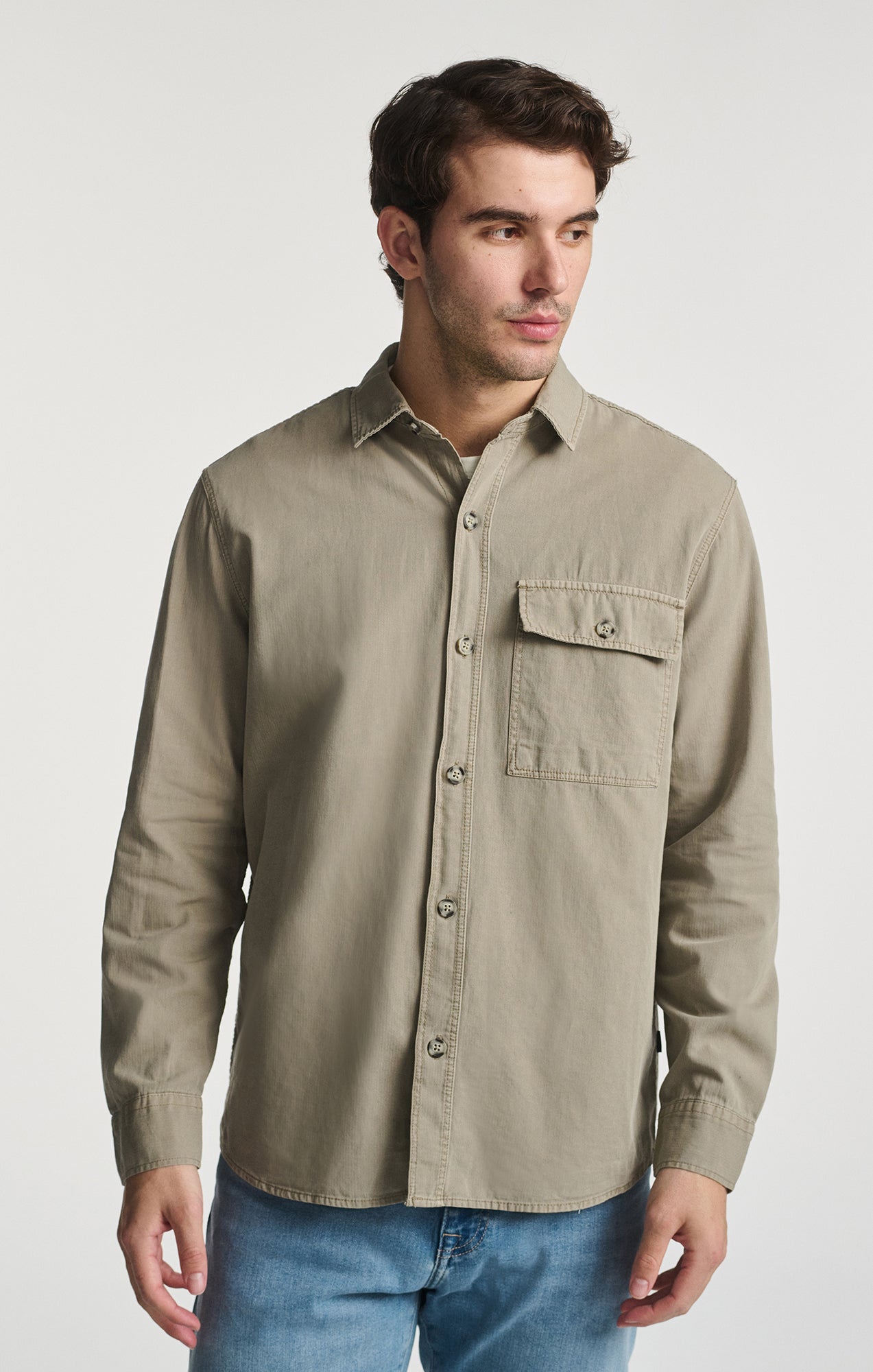 ONE POCKET BUTTON-UP SHIRT IN ROASTED CASHEW - Mavi Jeans