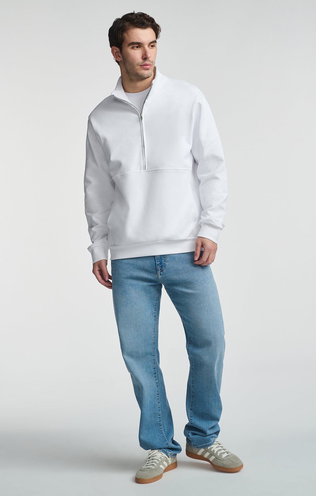 HALF ZIP SWEATSHIRT IN WHITE - Mavi Jeans