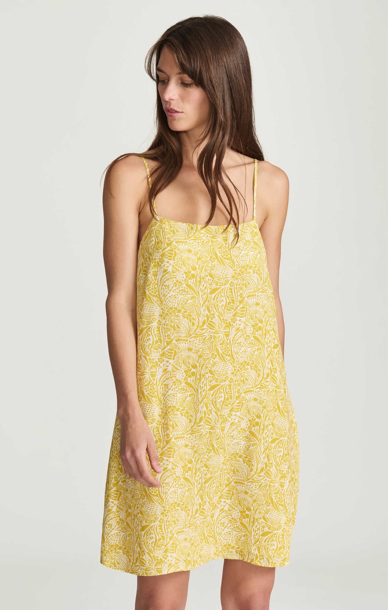 WOVEN CAMI MINI DRESS IN YELLOW FLOWER PRINT - Mavi Jeans