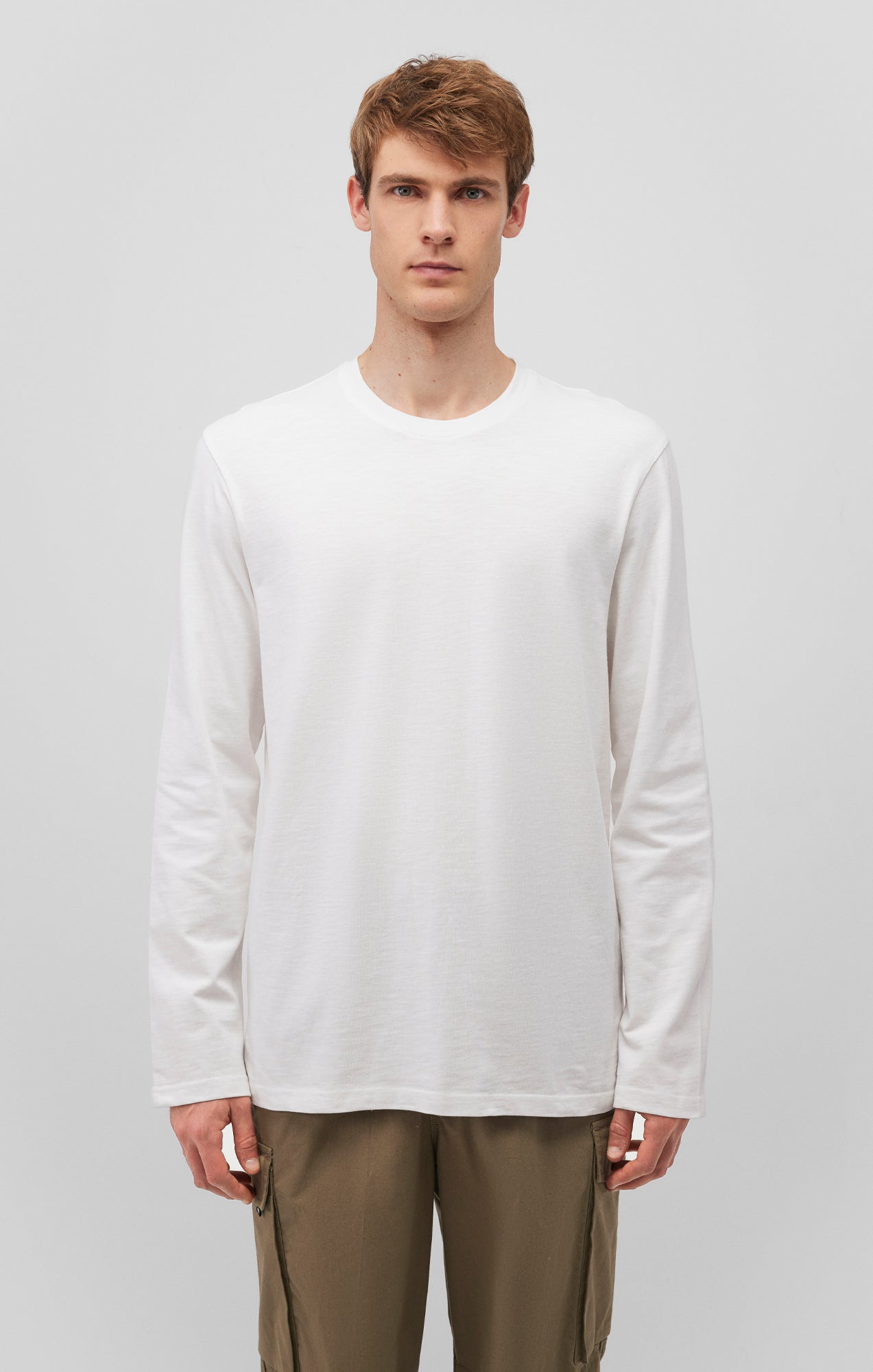 LONG SLEEVE CREW NECK T-SHIRT IN ANTIQUE WHITE - Mavi Jeans