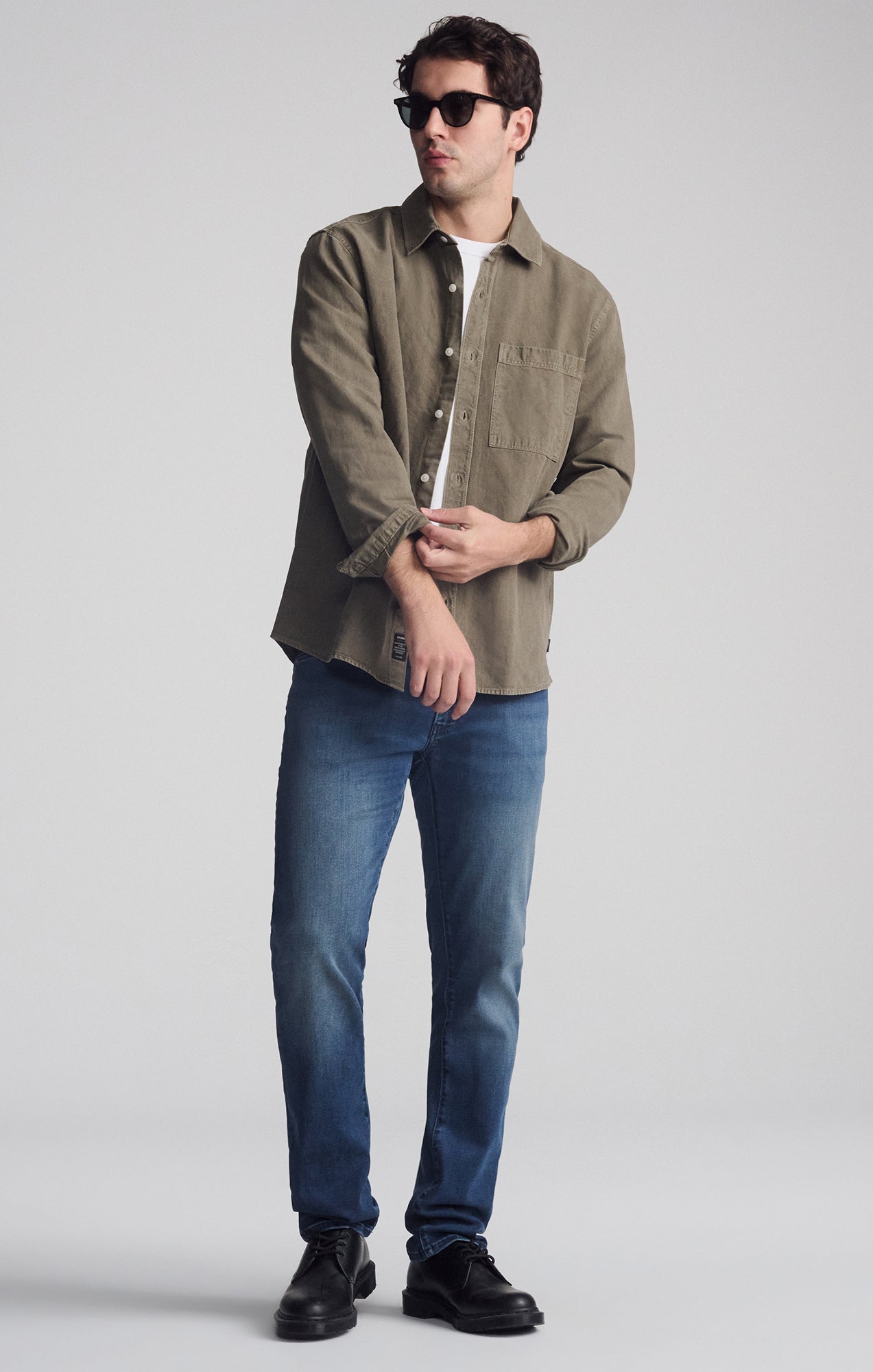 ONE POCKET LONG SLEEVE BUTTON-UP SHIRT IN BUNGEE CORD - Mavi Jeans