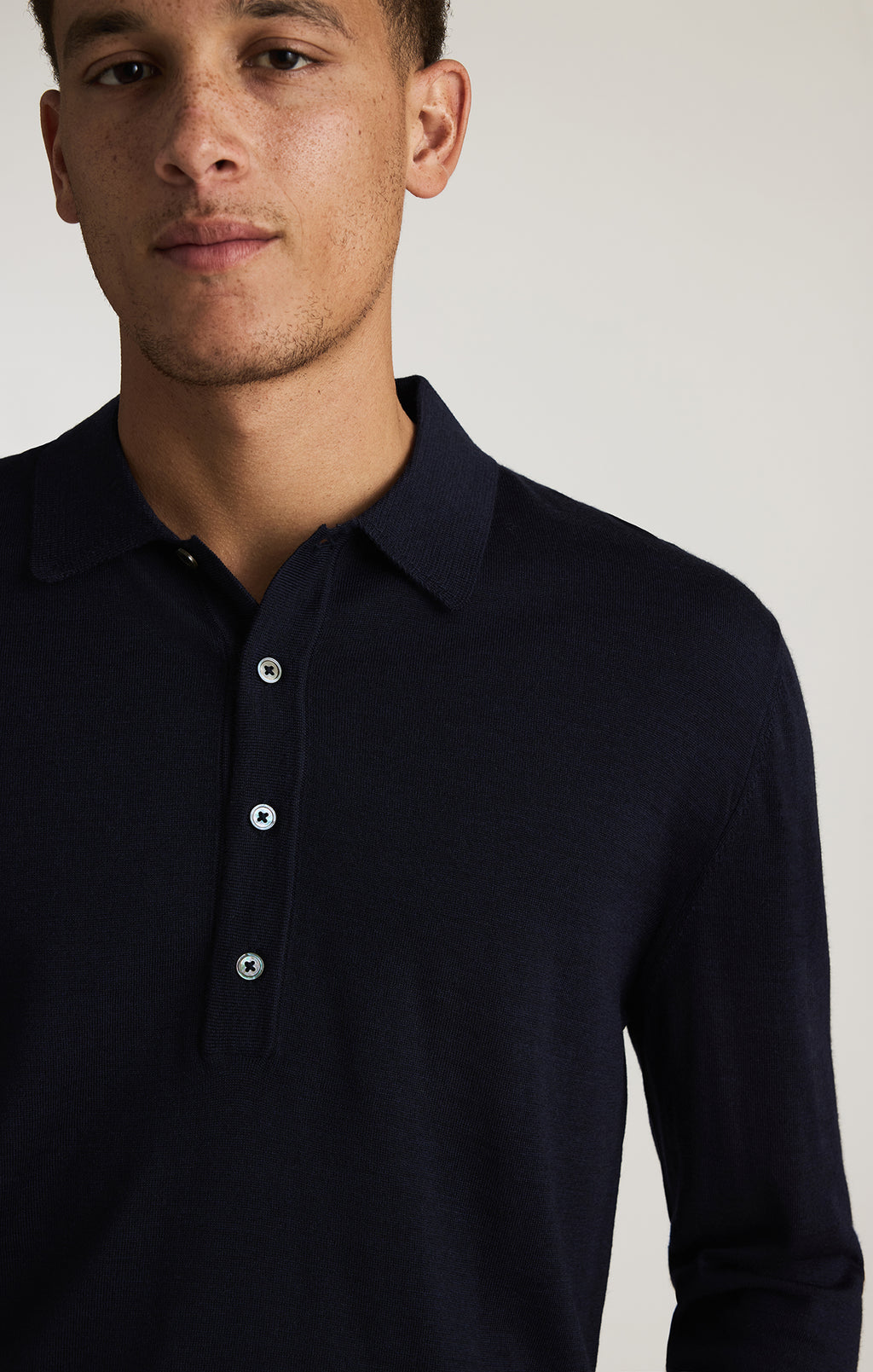 EDITION WOOL POLO SWEATER IN TOTAL ECLIPSE