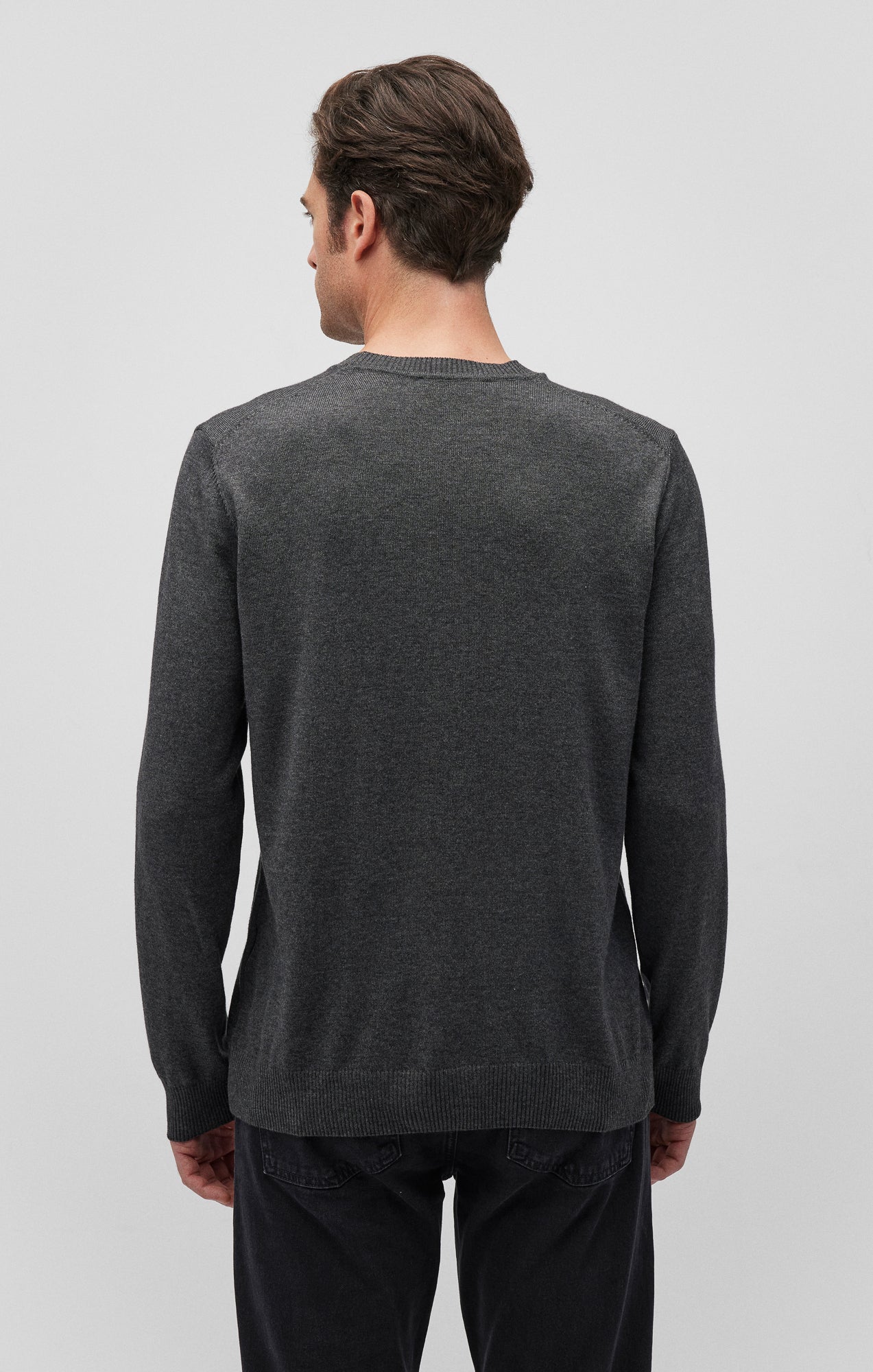 CREW NECK SWEATER IN ANTHRACITE MELANGE - Mavi Jeans