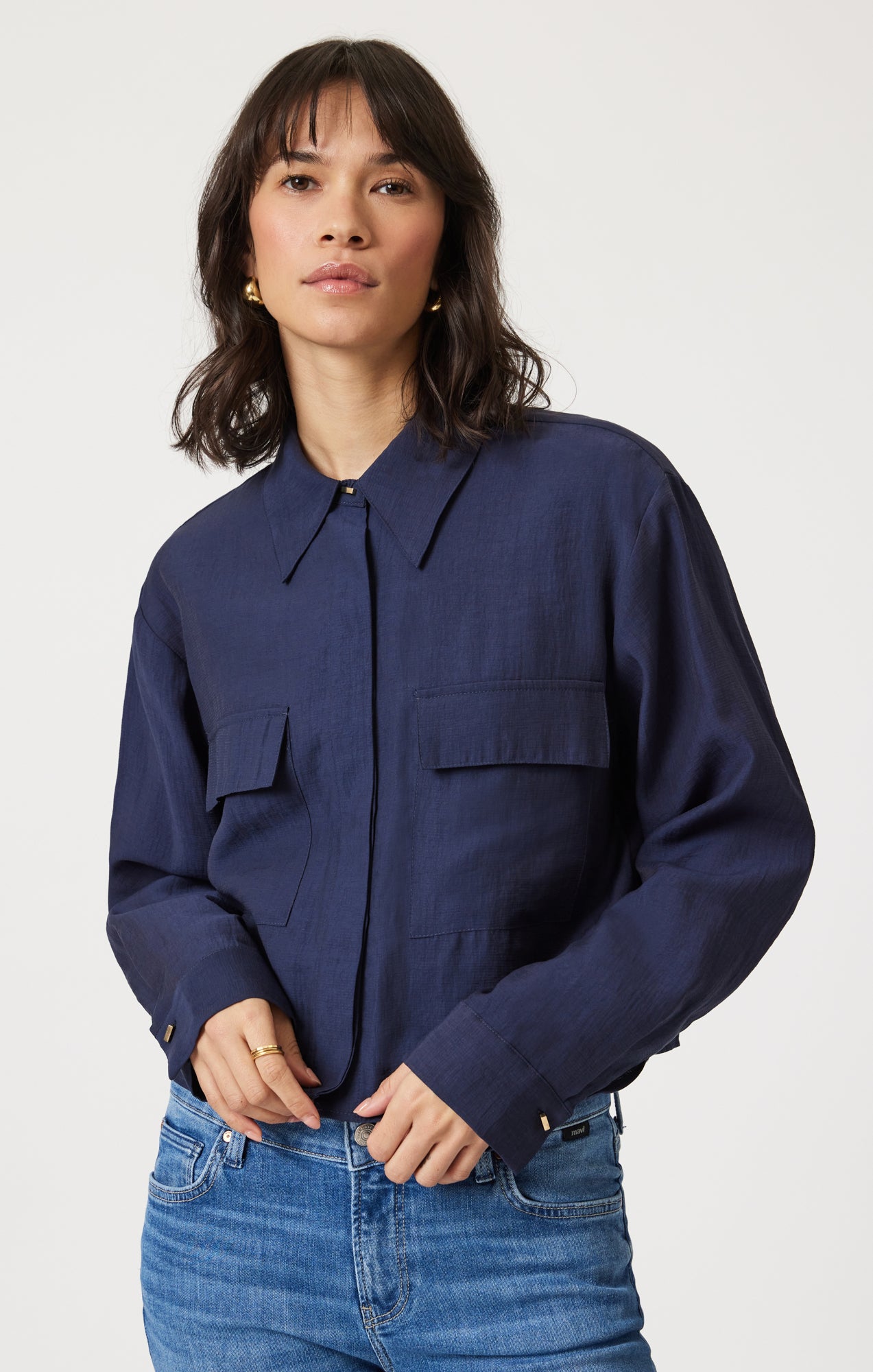 DOUBLE POCKET LONG SLEEVE SHIRT IN NAVAL ACADEMY - Mavi Jeans
