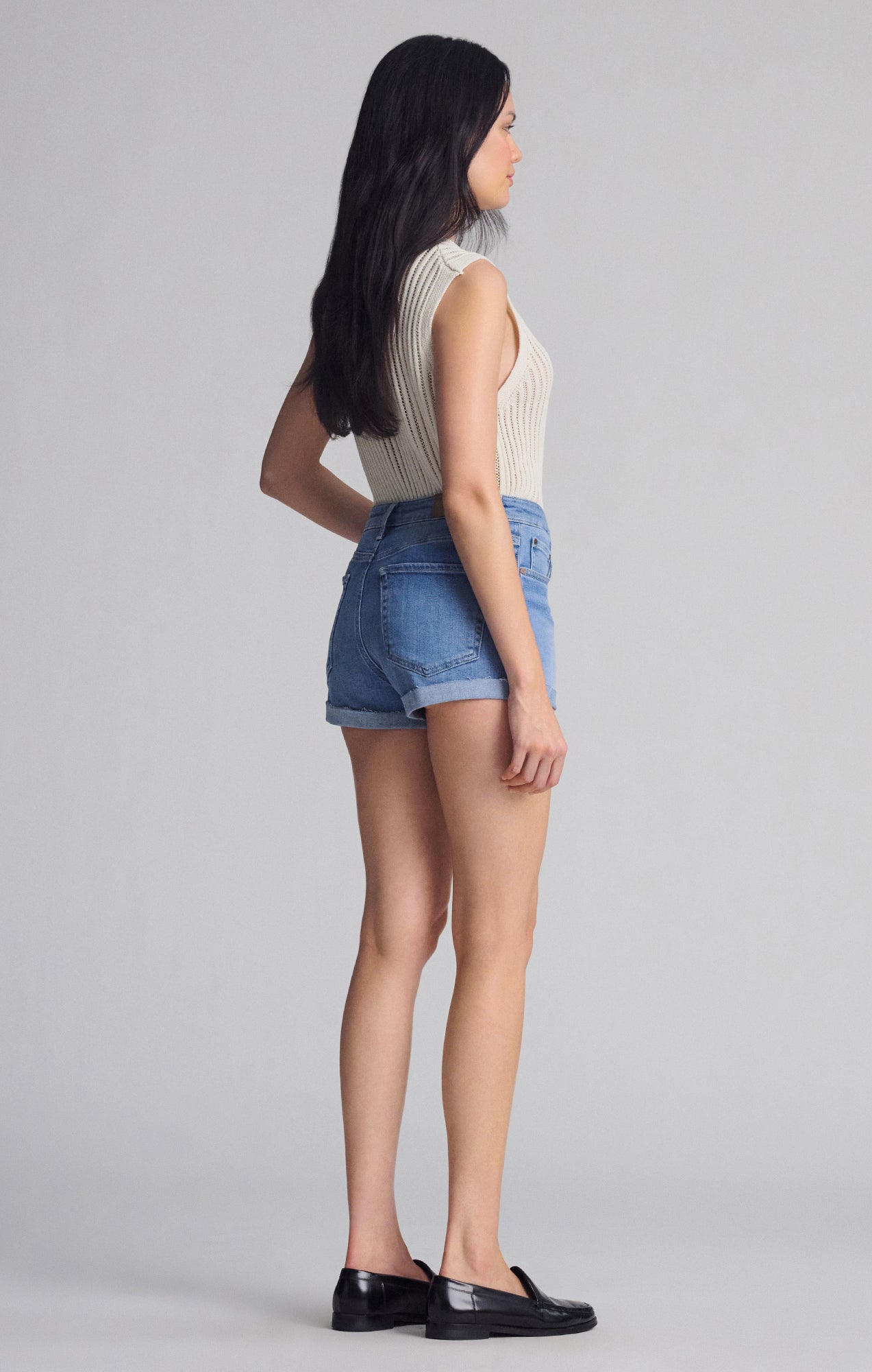 VIVIA CUFFED SHORTS IN LIGHT FLEX BLUE - Mavi Jeans