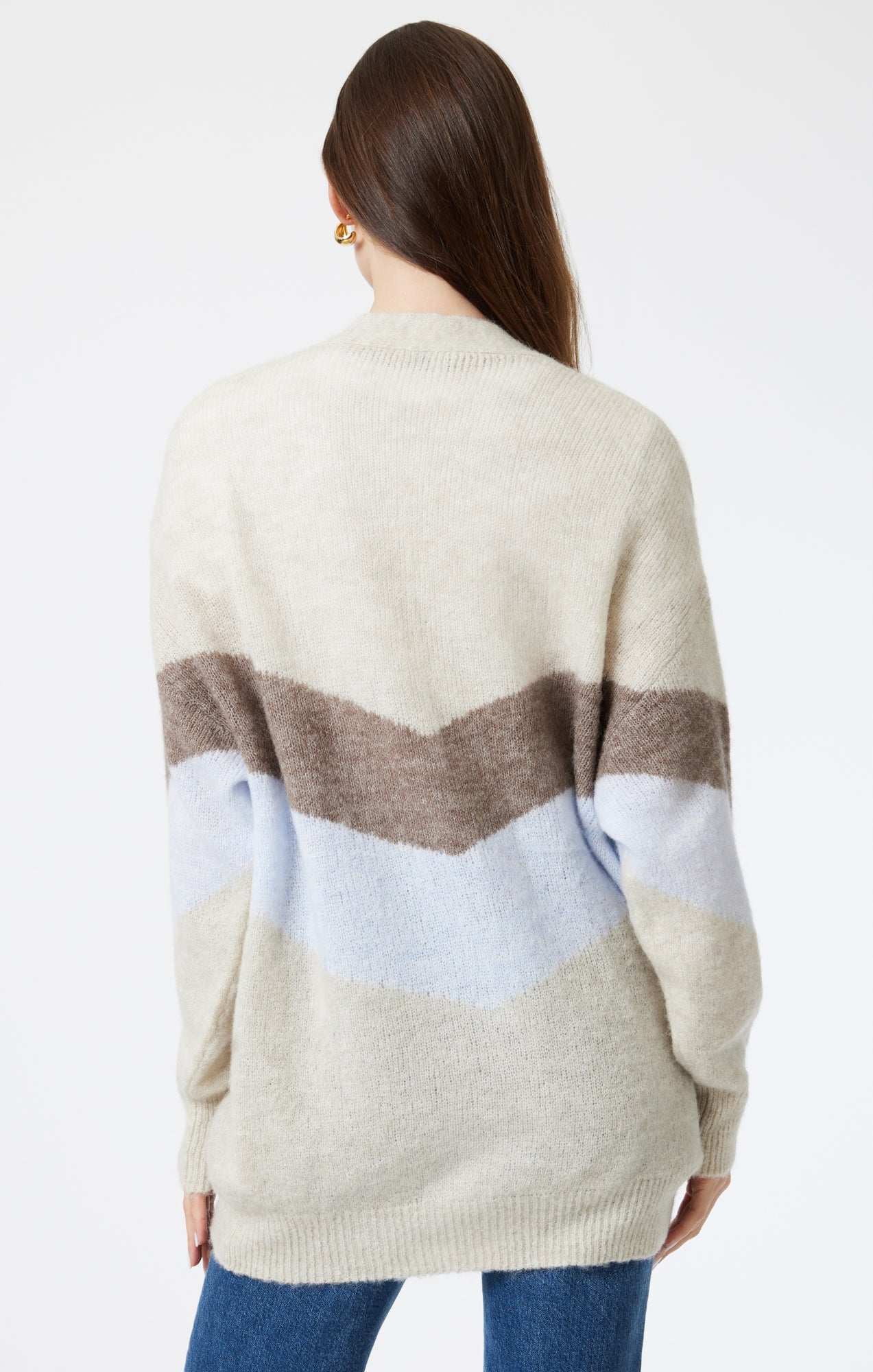 OVERSIZED CARDIGAN IN TAUPE GREY STRIPE - Mavi Jeans