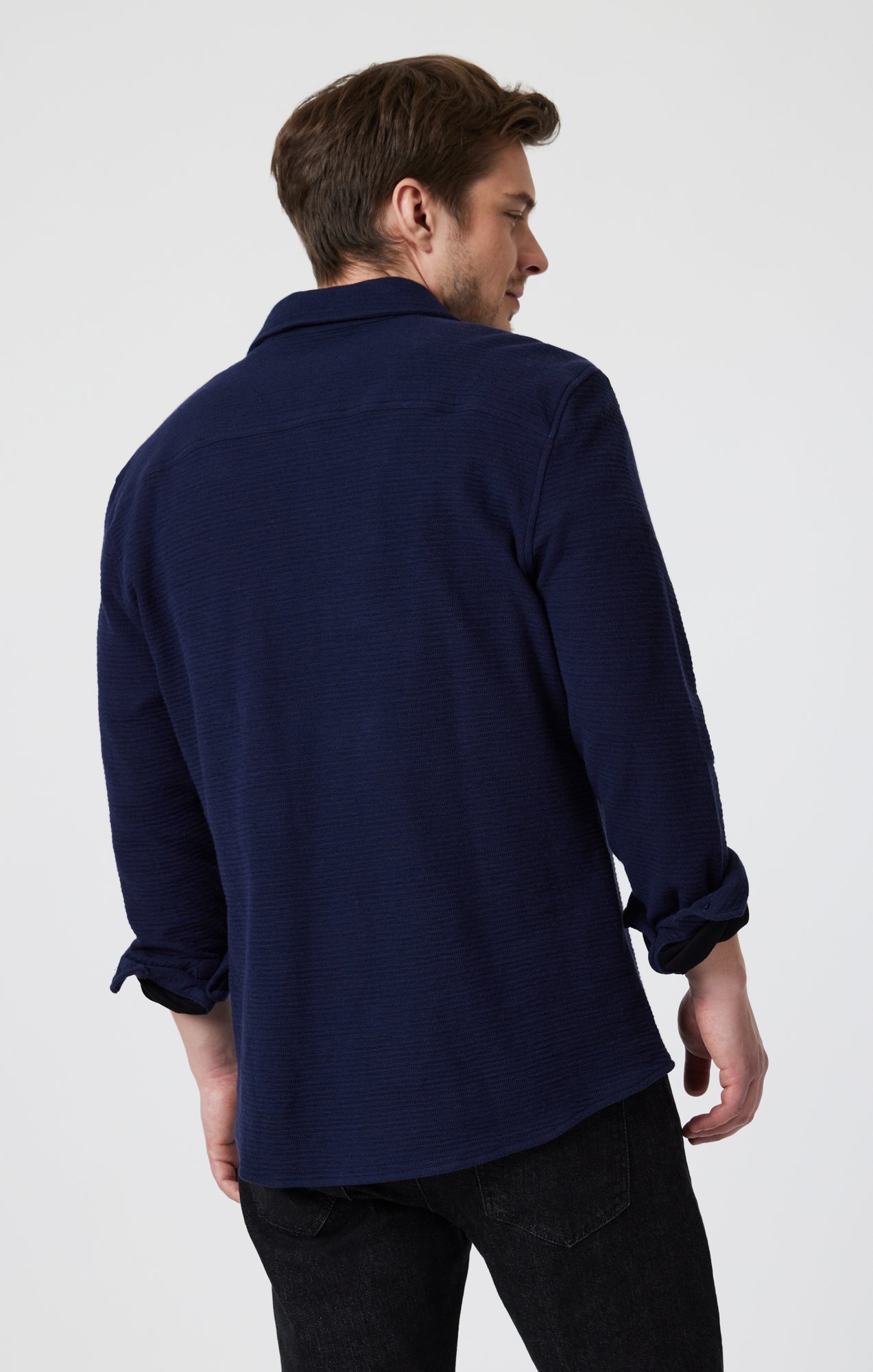 BUTTON-UP LONG SLEEVE SHIRT IN MARITIME BLUE - Mavi Jeans