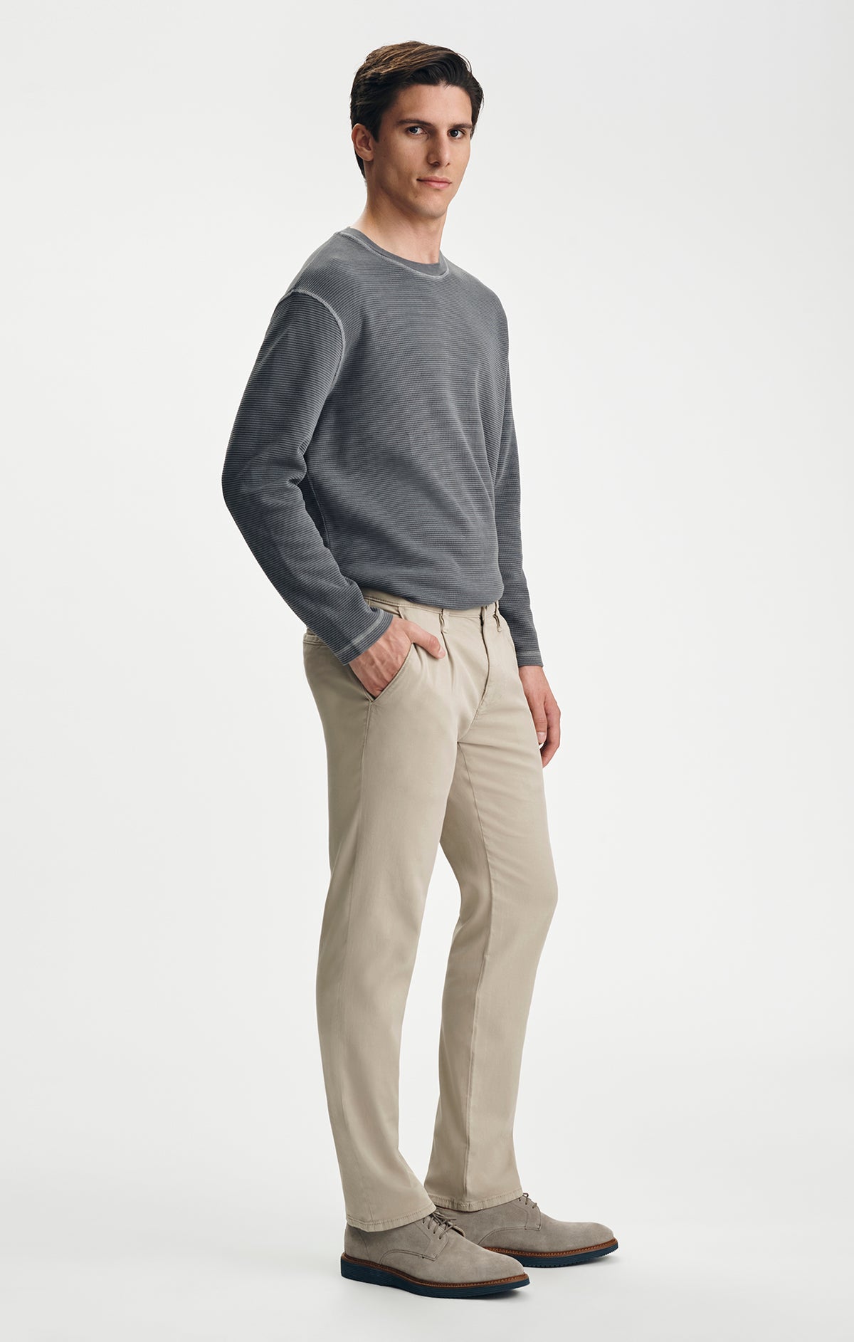 WILL PLEATED STRAIGHT CHINO IN BONE LUXE TWILL - Mavi Jeans