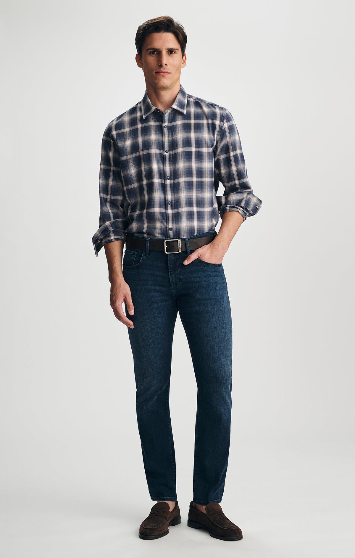 JAKE SLIM LEG IN DEEP BRUSHED FEATHER BLUE - Mavi Jeans