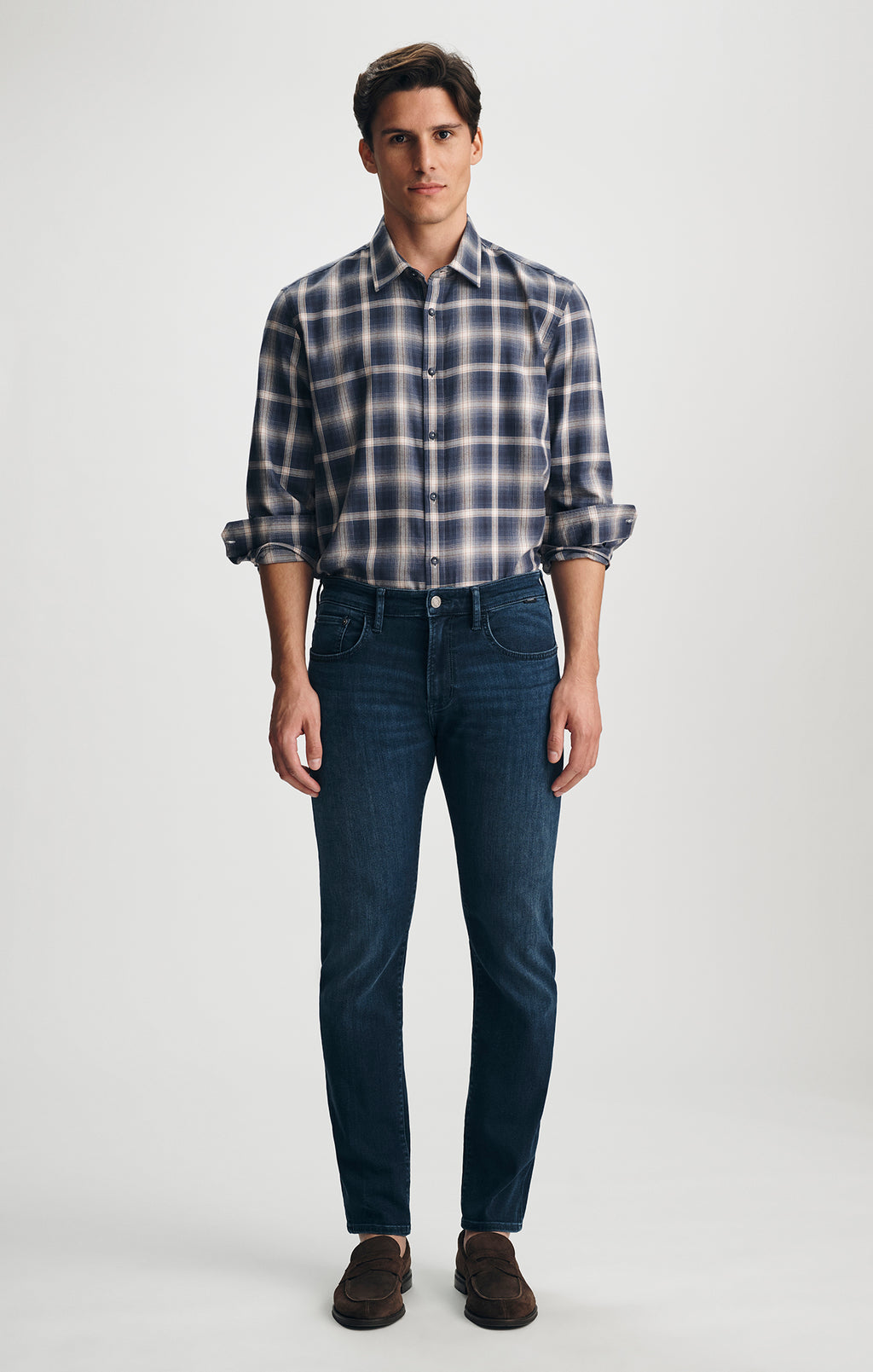 JAKE SLIM LEG IN DEEP BRUSHED FEATHER BLUE - Mavi Jeans