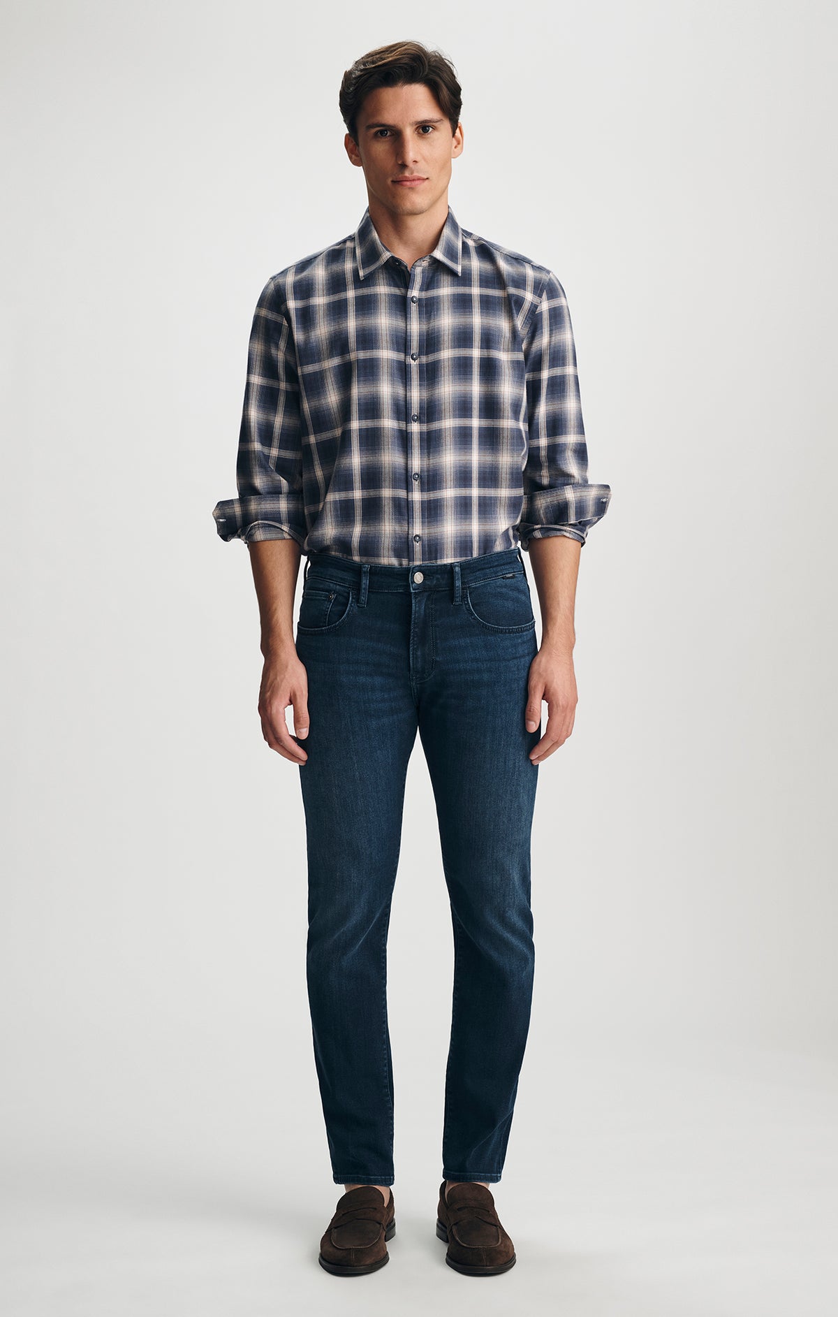 JAKE SLIM LEG IN DEEP BRUSHED FEATHER BLUE - Mavi Jeans