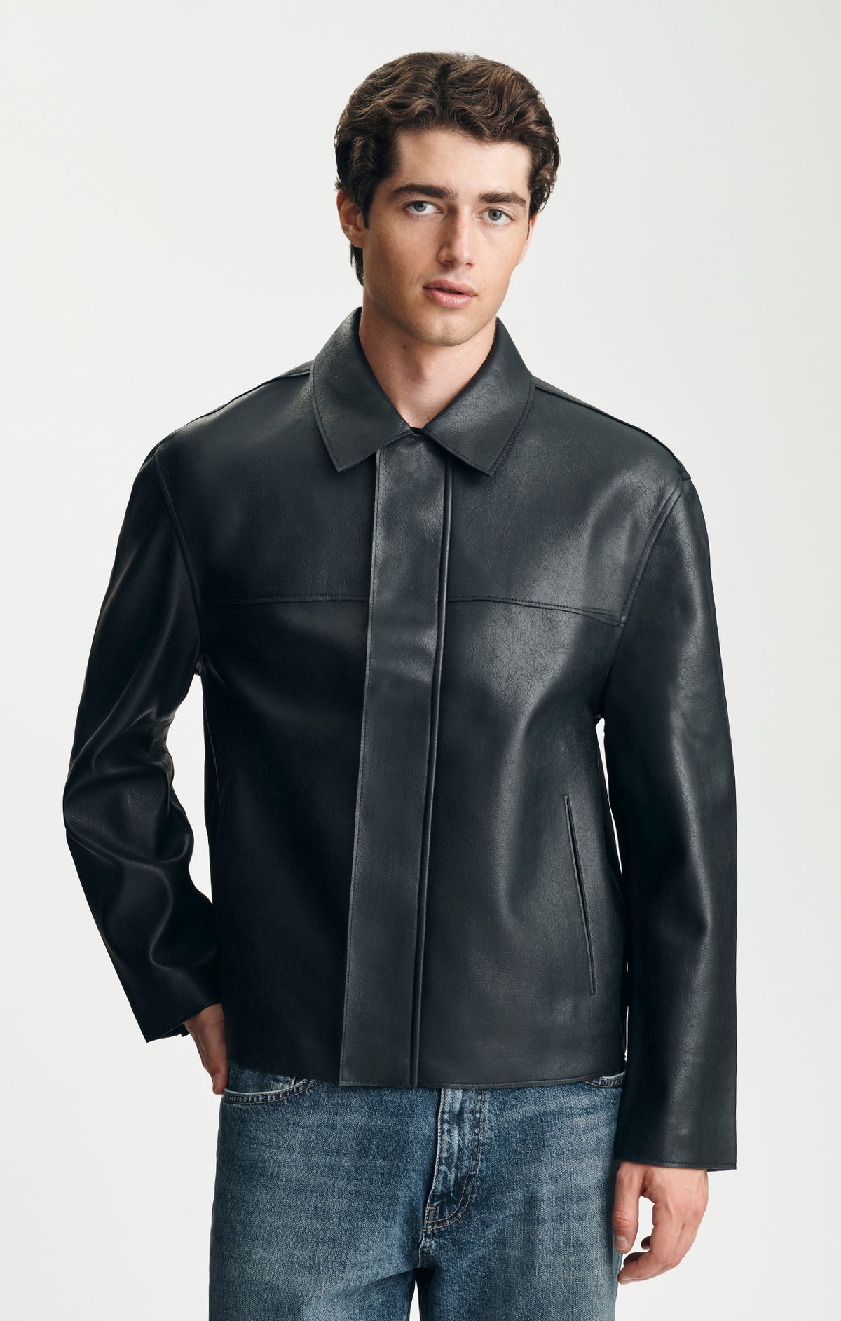 FAUX LEATHER JACKET IN JET BLACK - Mavi Jeans