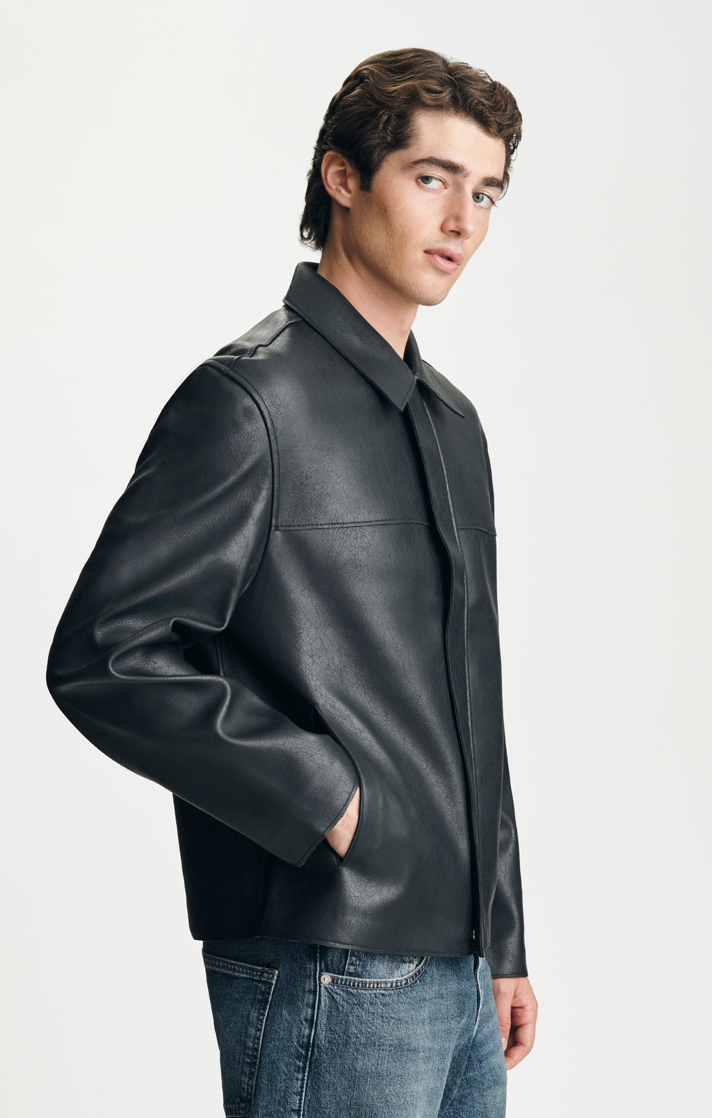 FAUX LEATHER JACKET IN JET BLACK - Mavi Jeans