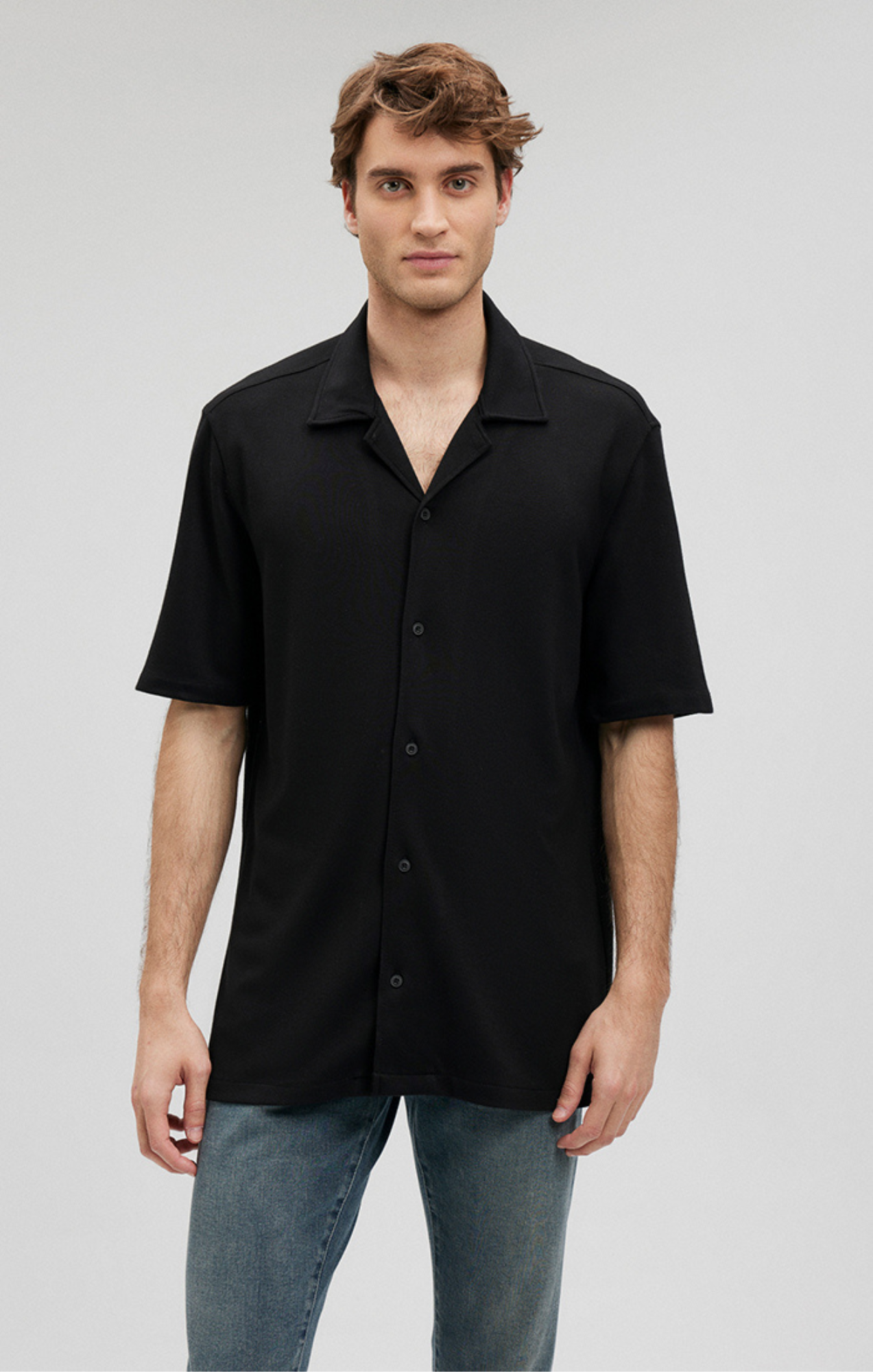 BUTTON-UP SHORT SLEEVE SHIRT IN BLACK - Mavi Jeans