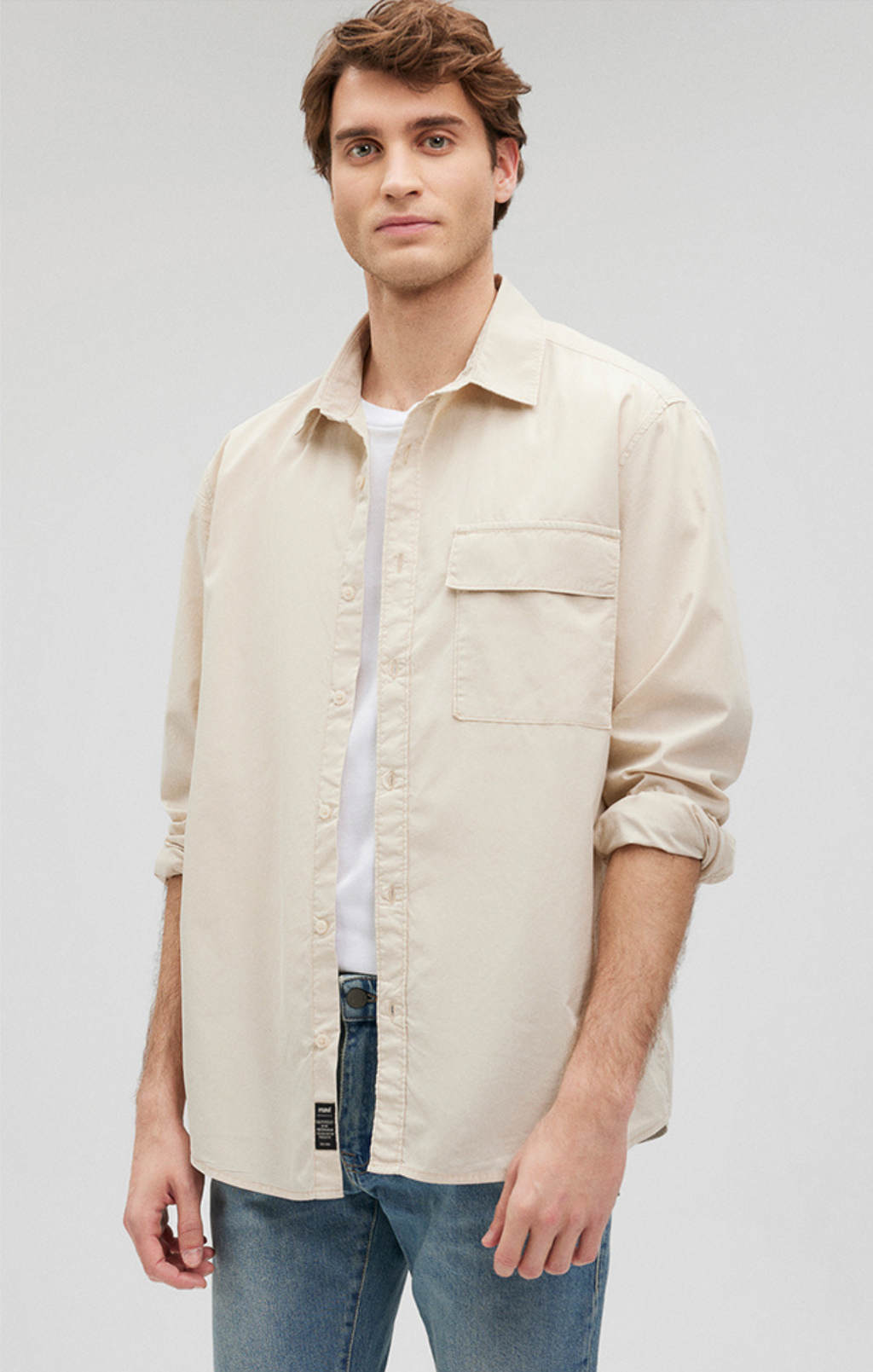 ONE POCKET BUTTON-UP SHIRT IN SILVER BIRCH - Mavi Jeans
