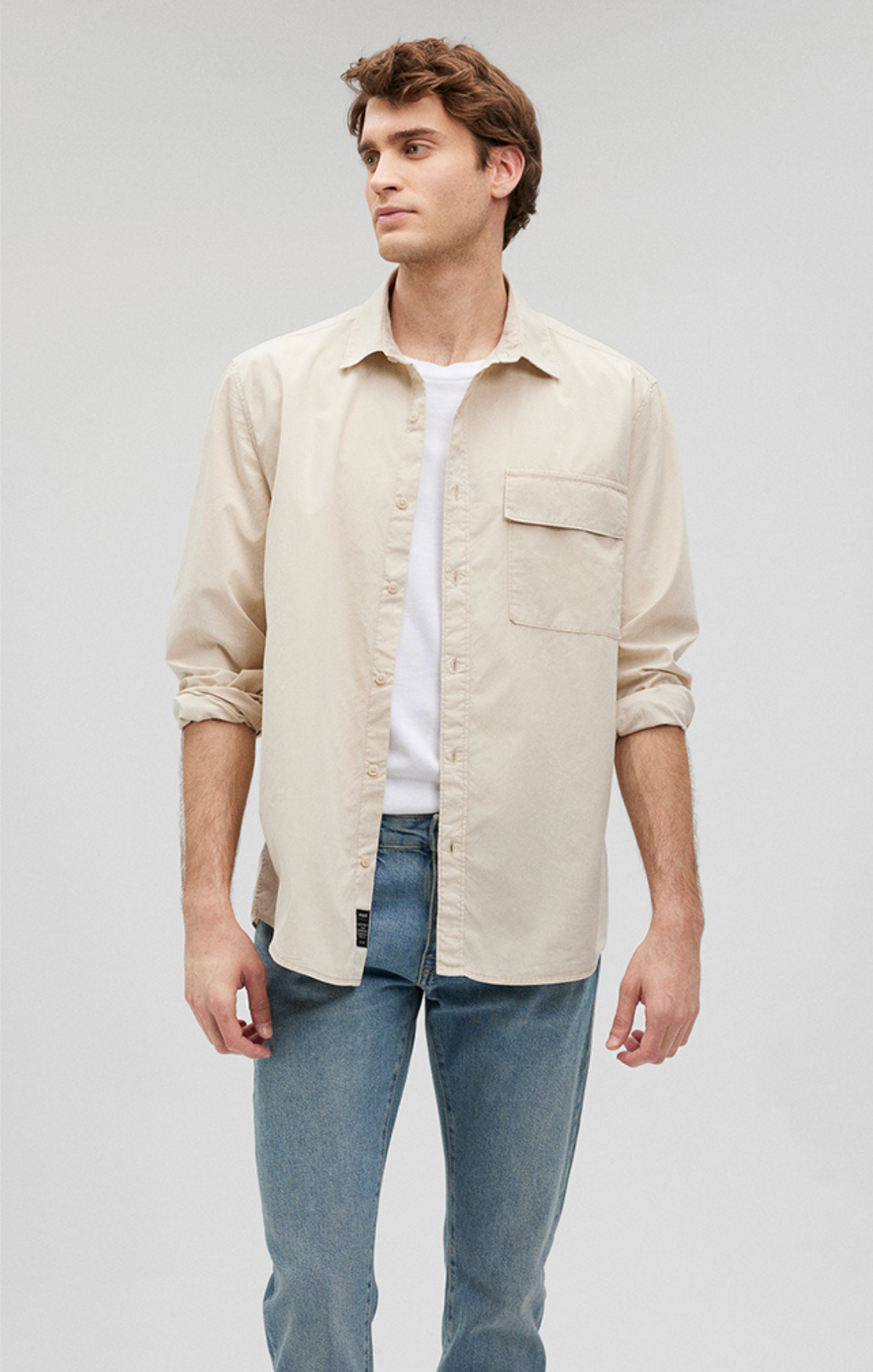 ONE POCKET BUTTON-UP SHIRT IN SILVER BIRCH - Mavi Jeans