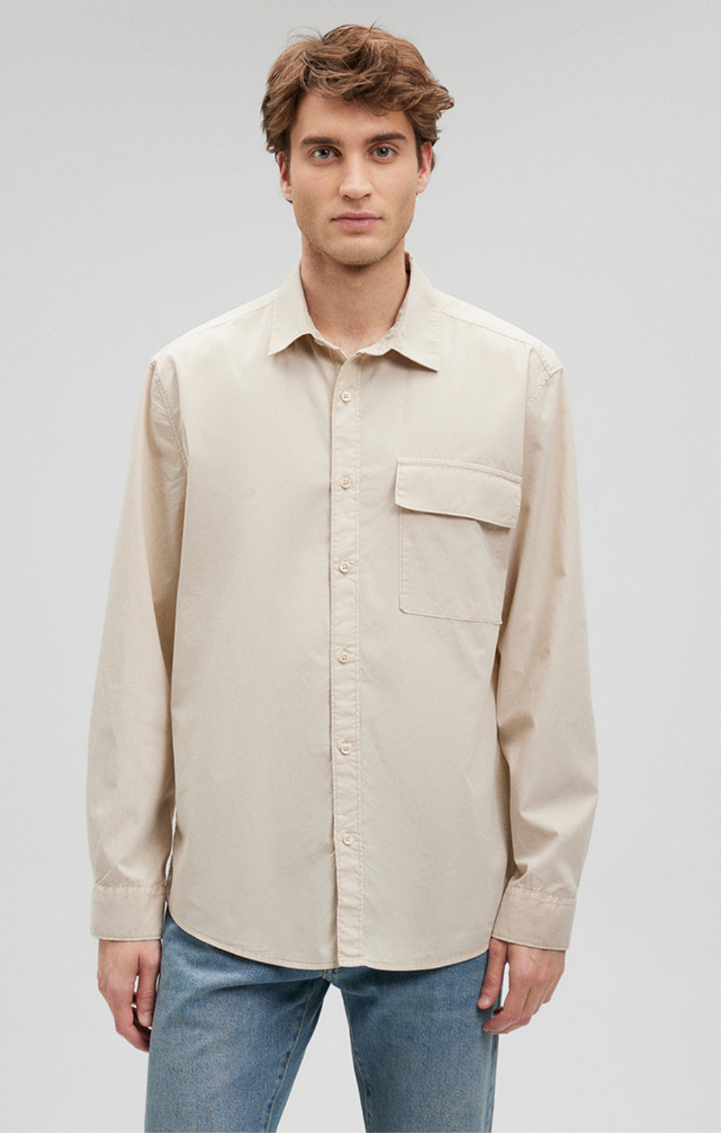 ONE POCKET BUTTON-UP SHIRT IN SILVER BIRCH - Mavi Jeans