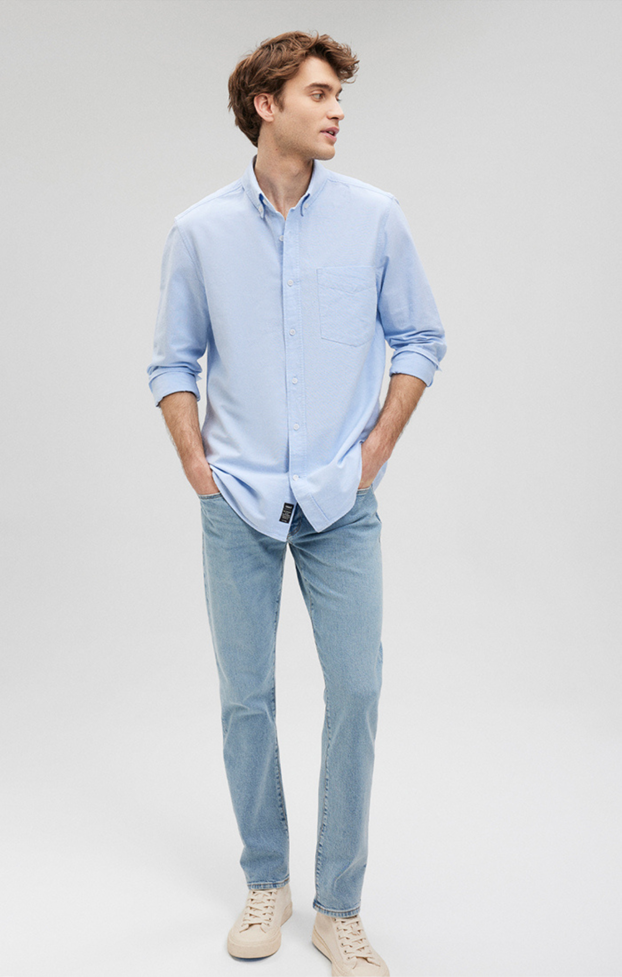 Mavi Men s Button Down Long Sleeve Shirt In Powder Blue