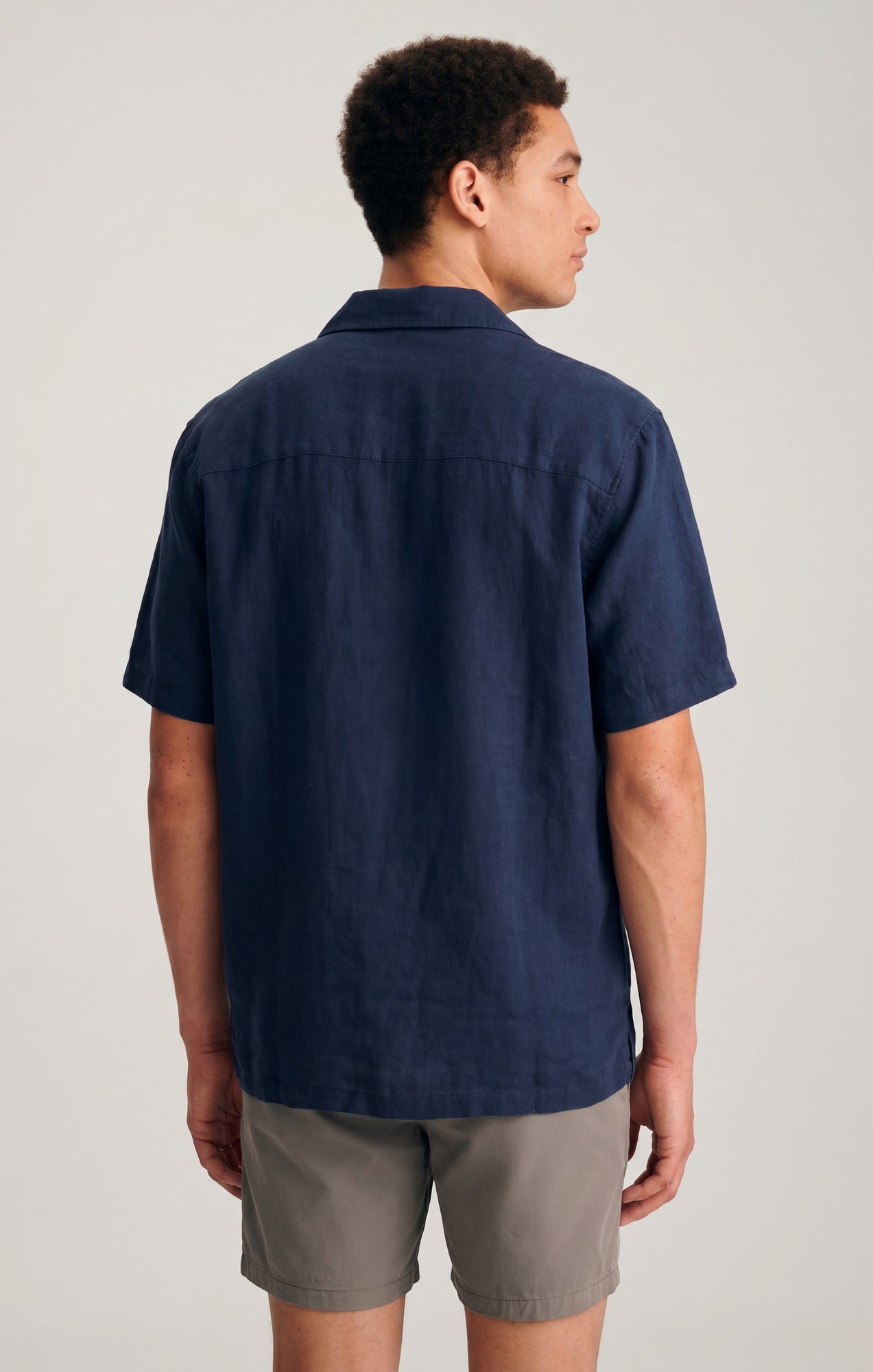 LINEN TWILL SHORT SLEEVE BUTTON-UP SHIRT IN SKY CAPTAIN - Mavi Jeans