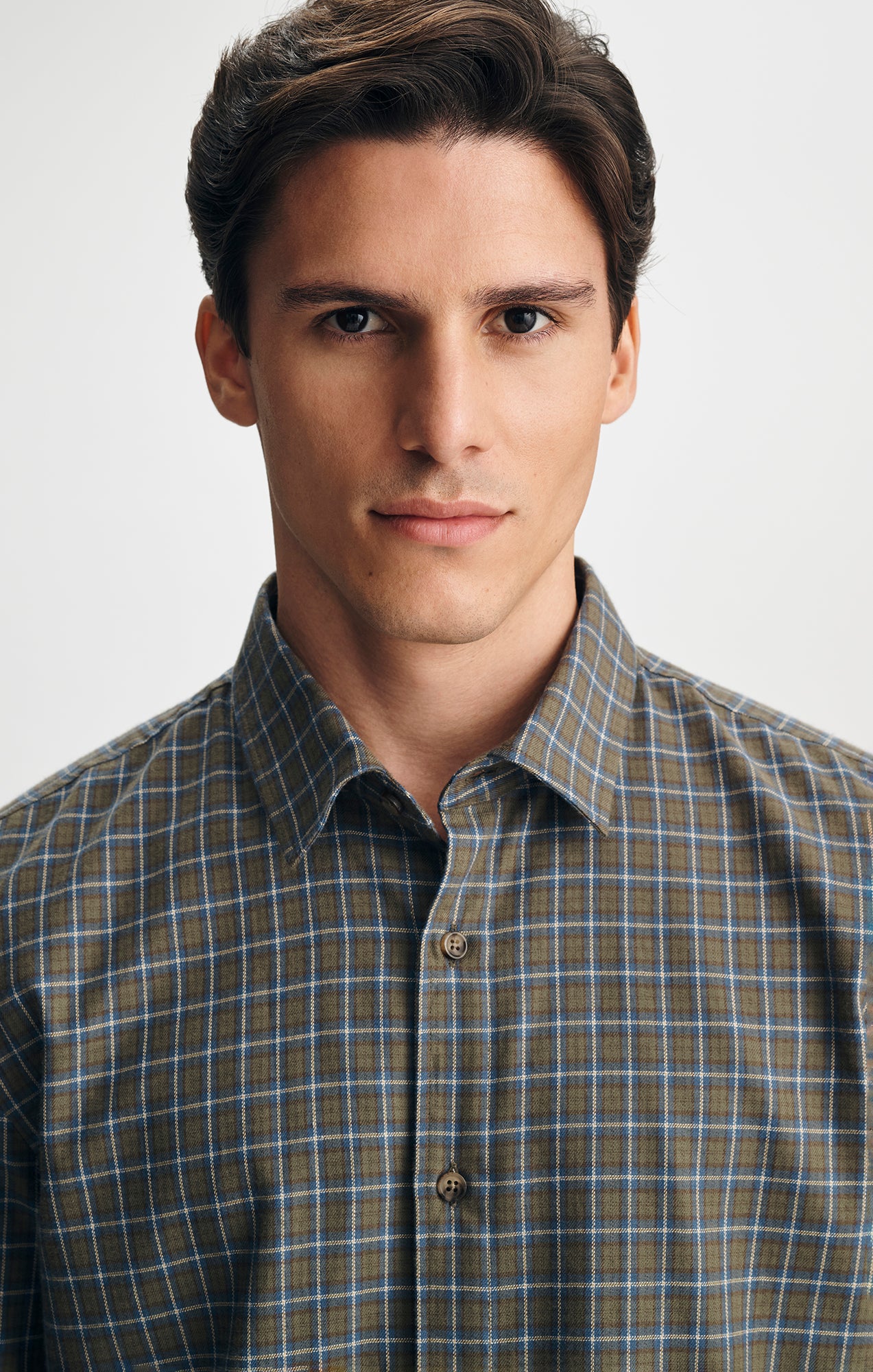 PLAID BUTTON-UP SHIRT IN KHAKI - Mavi Jeans