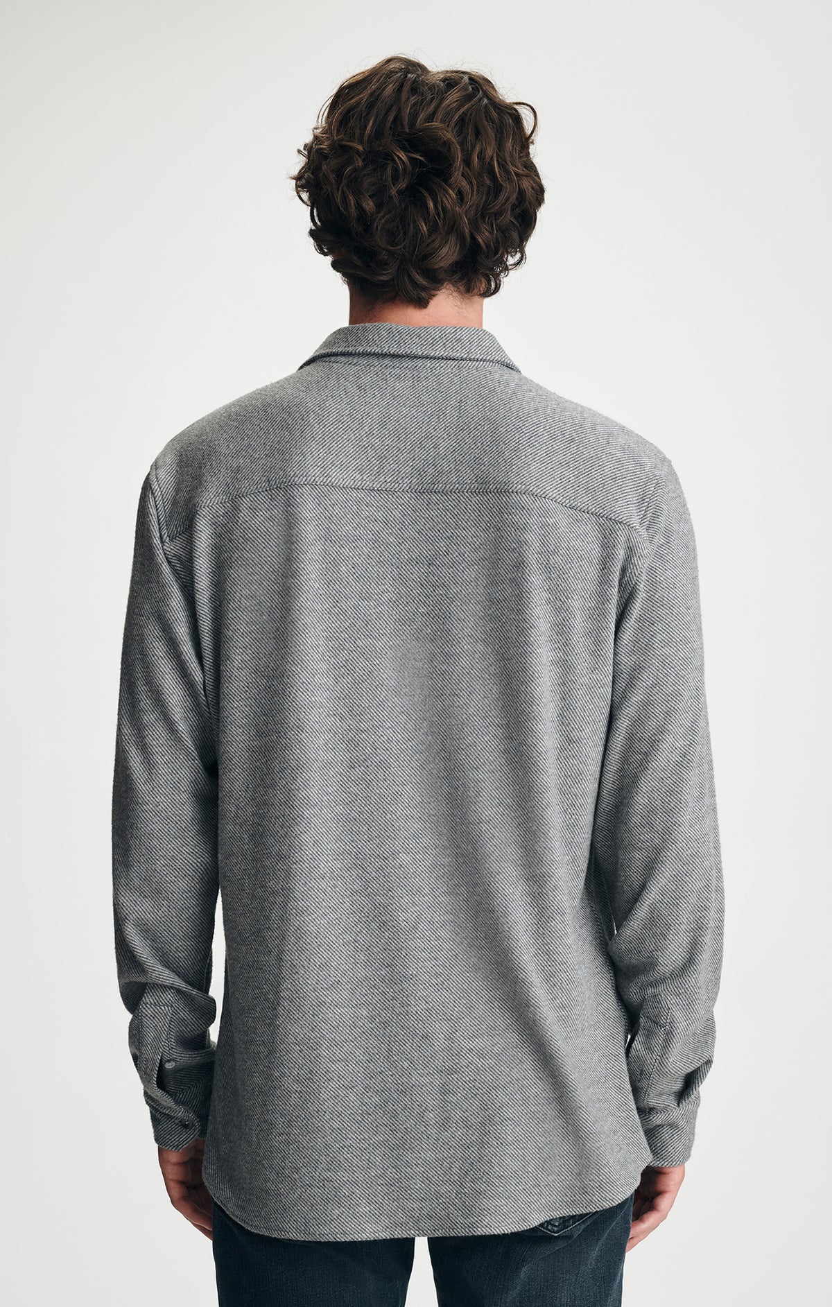 TEXTURED ONE POCKET BUTTON-UP SHIRT IN GREY MELANGE - Mavi Jeans