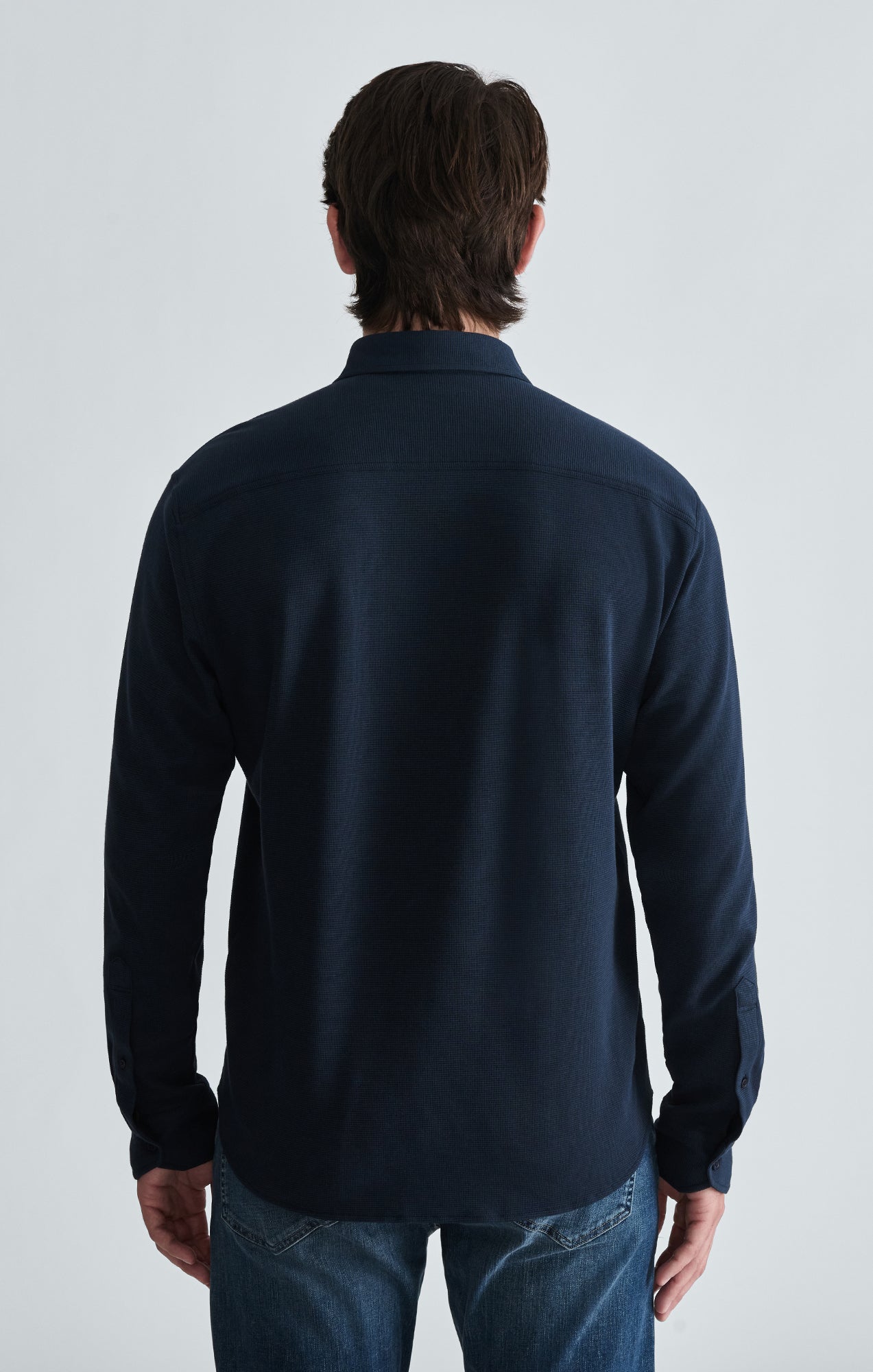 WAFFLE KNIT BUTTON-UP SHIRT IN TOTAL ECLIPSE - Mavi Jeans