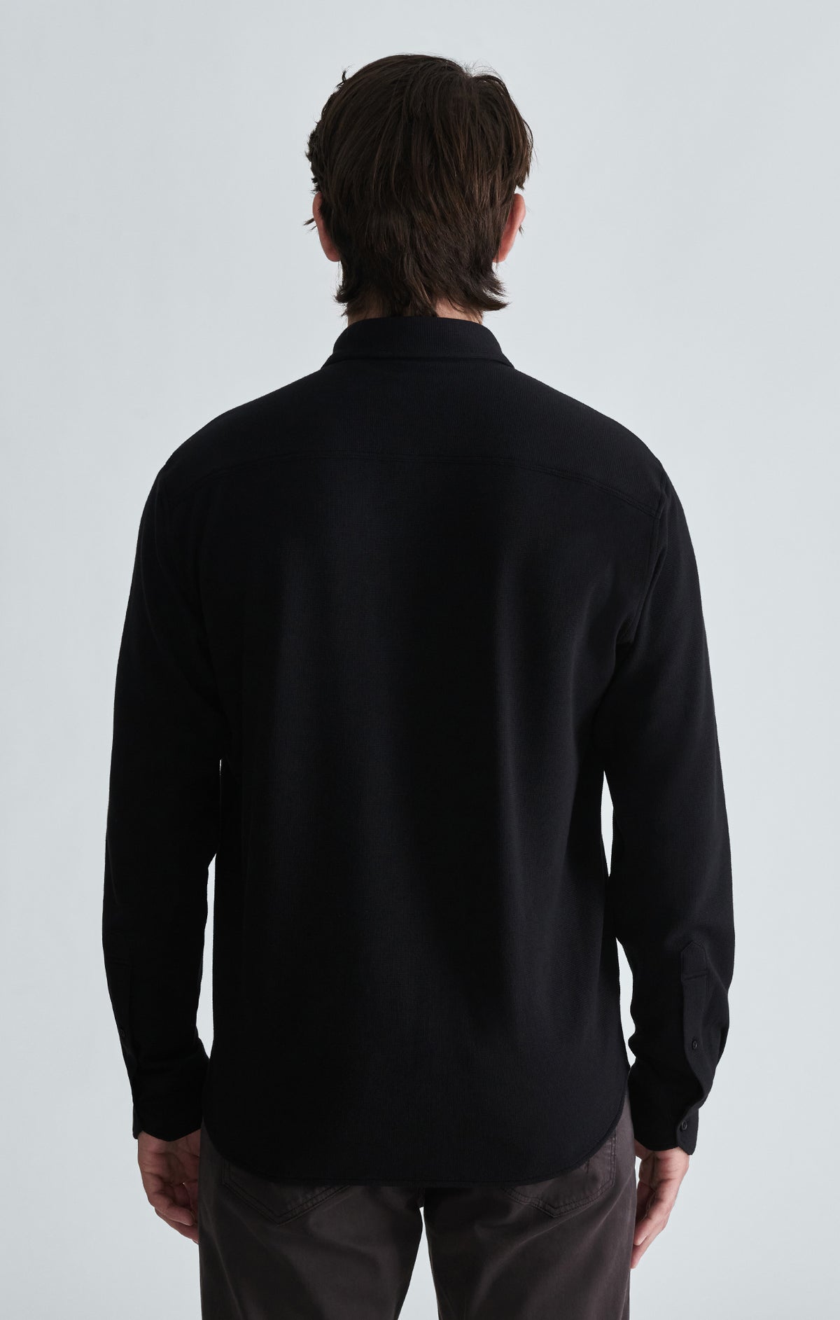 WAFFLE KNIT BUTTON-UP SHIRT IN BLACK - Mavi Jeans