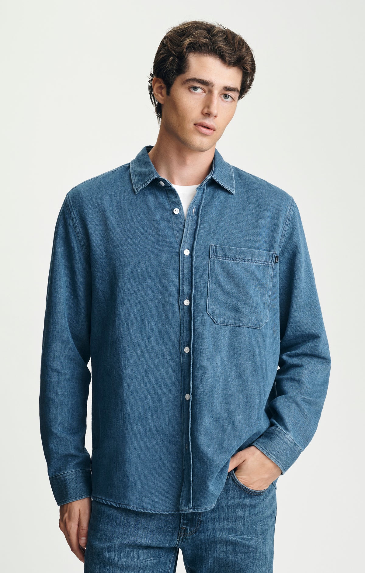 ONE POCKET BUTTON-UP SHIRT IN İNDIGO - Mavi Jeans