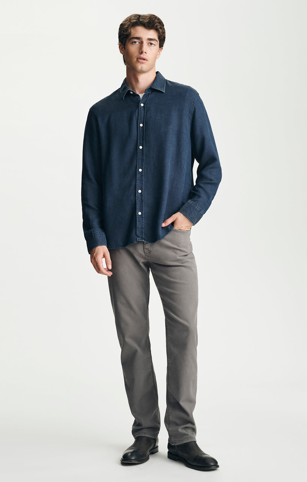 TENCEL™ BUTTON-UP SHIRT IN DARK INDIGO - Mavi Jeans
