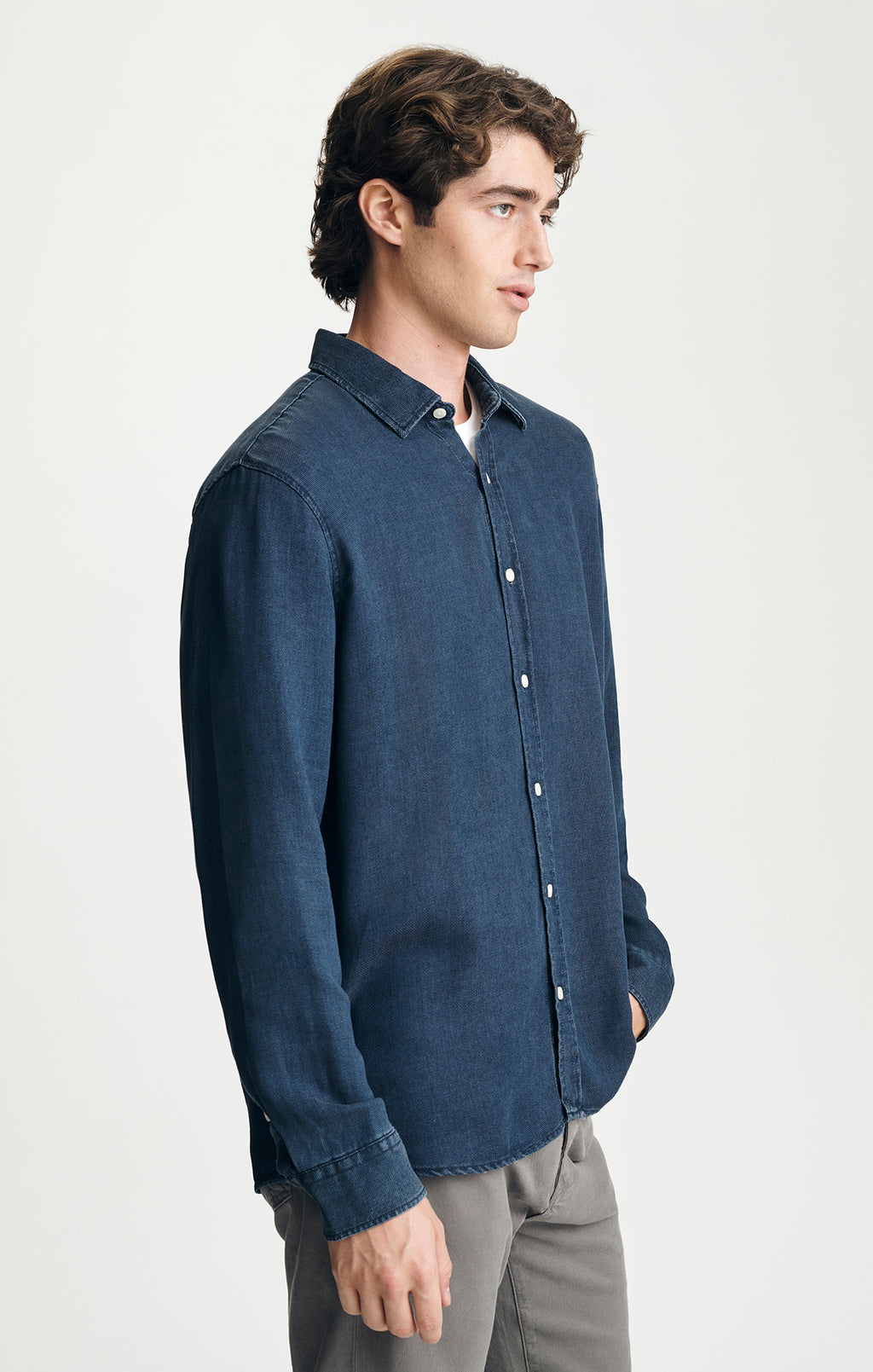 TENCEL™ BUTTON-UP SHIRT IN DARK INDIGO - Mavi Jeans