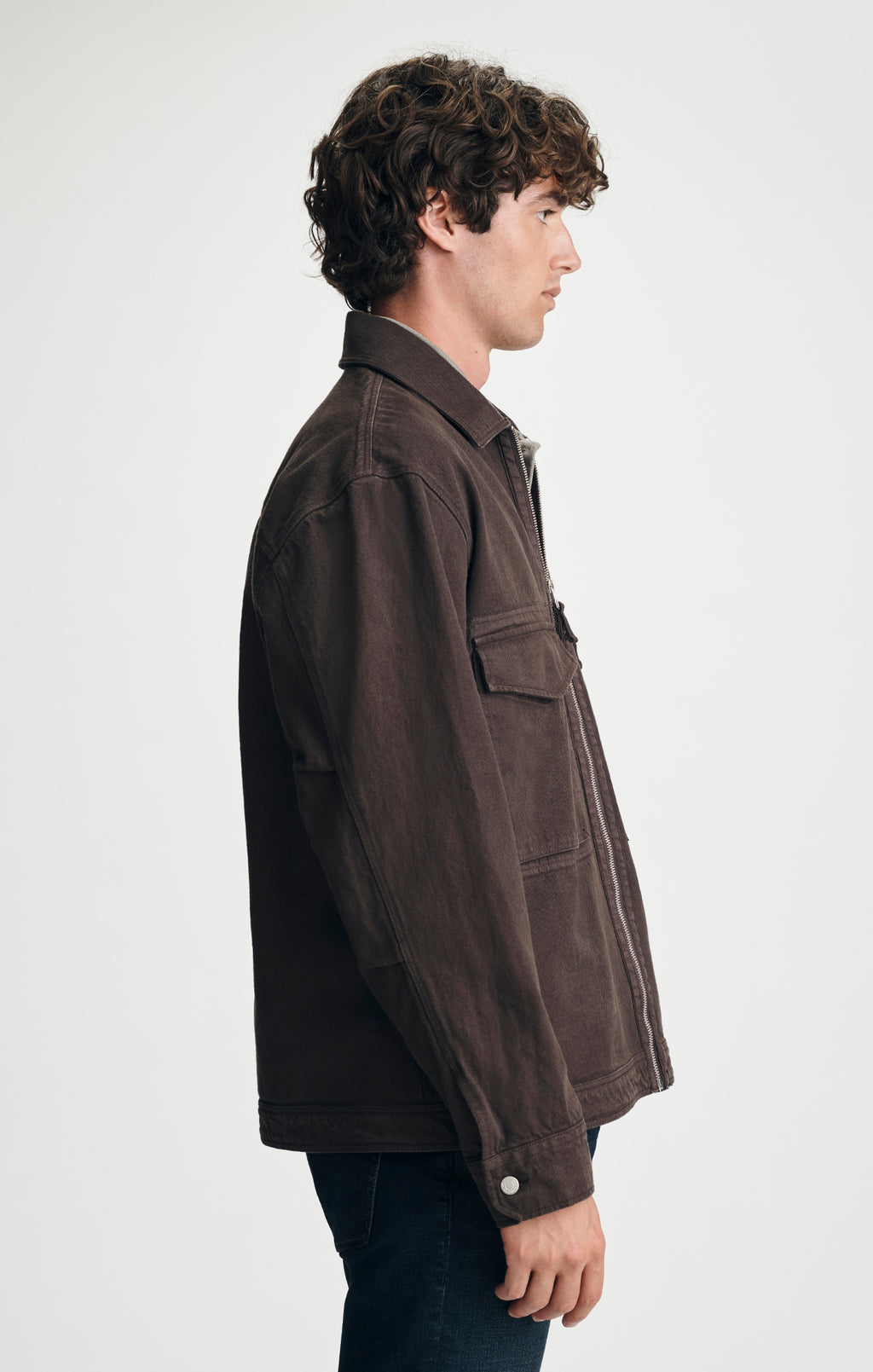 OVERSIZED ZIP DOUBLE POCKET OVERSHIRT IN AFTER DARK - Mavi Jeans