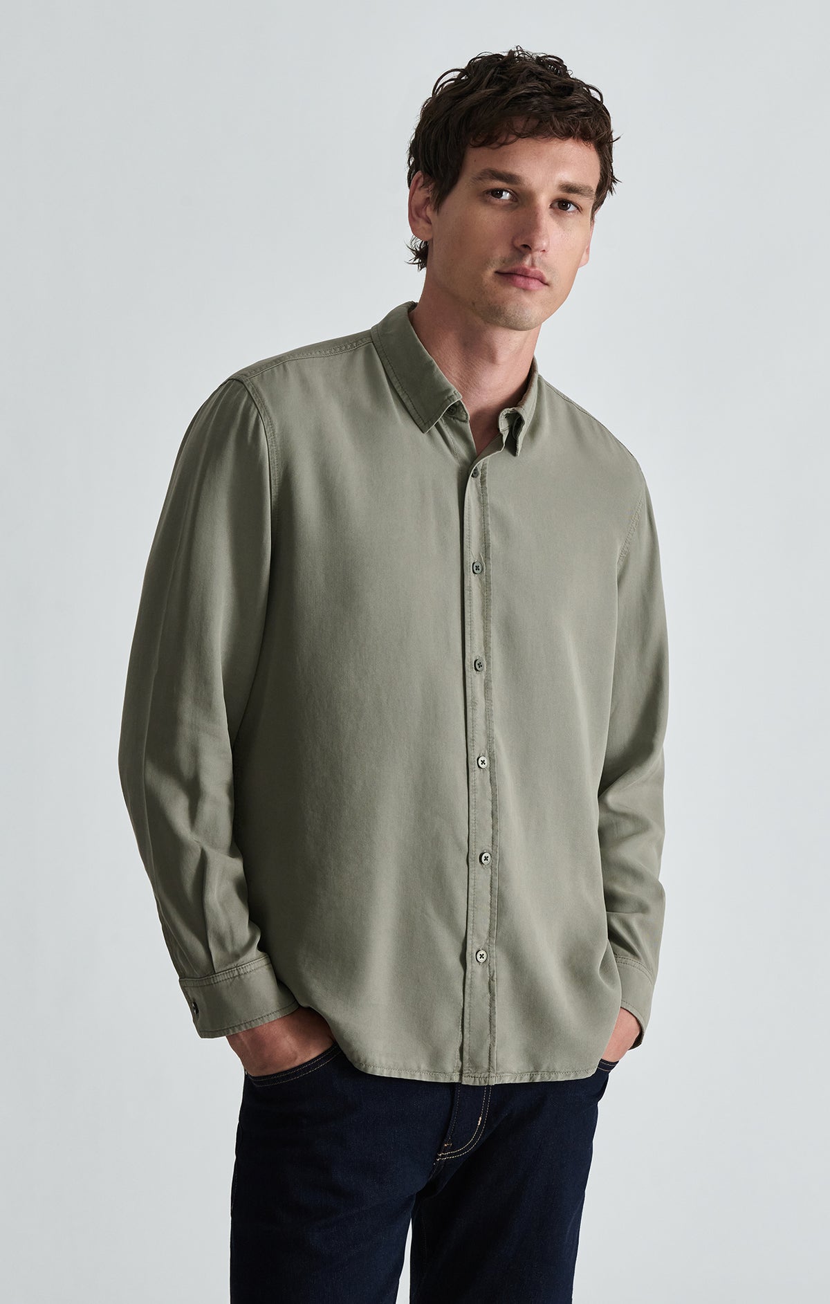 TENCEL™ BUTTON-UP SHIRT IN VETIVER - Mavi Jeans