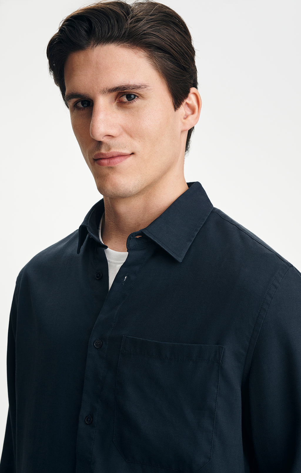 TENCEL™ BUTTON-UP SHIRT IN DARK NAVY - Mavi Jeans