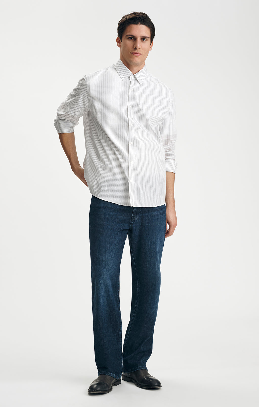 BUTTON-UP SHIRT IN WHITE BASE UNEXPLORED STRIPE - Mavi Jeans