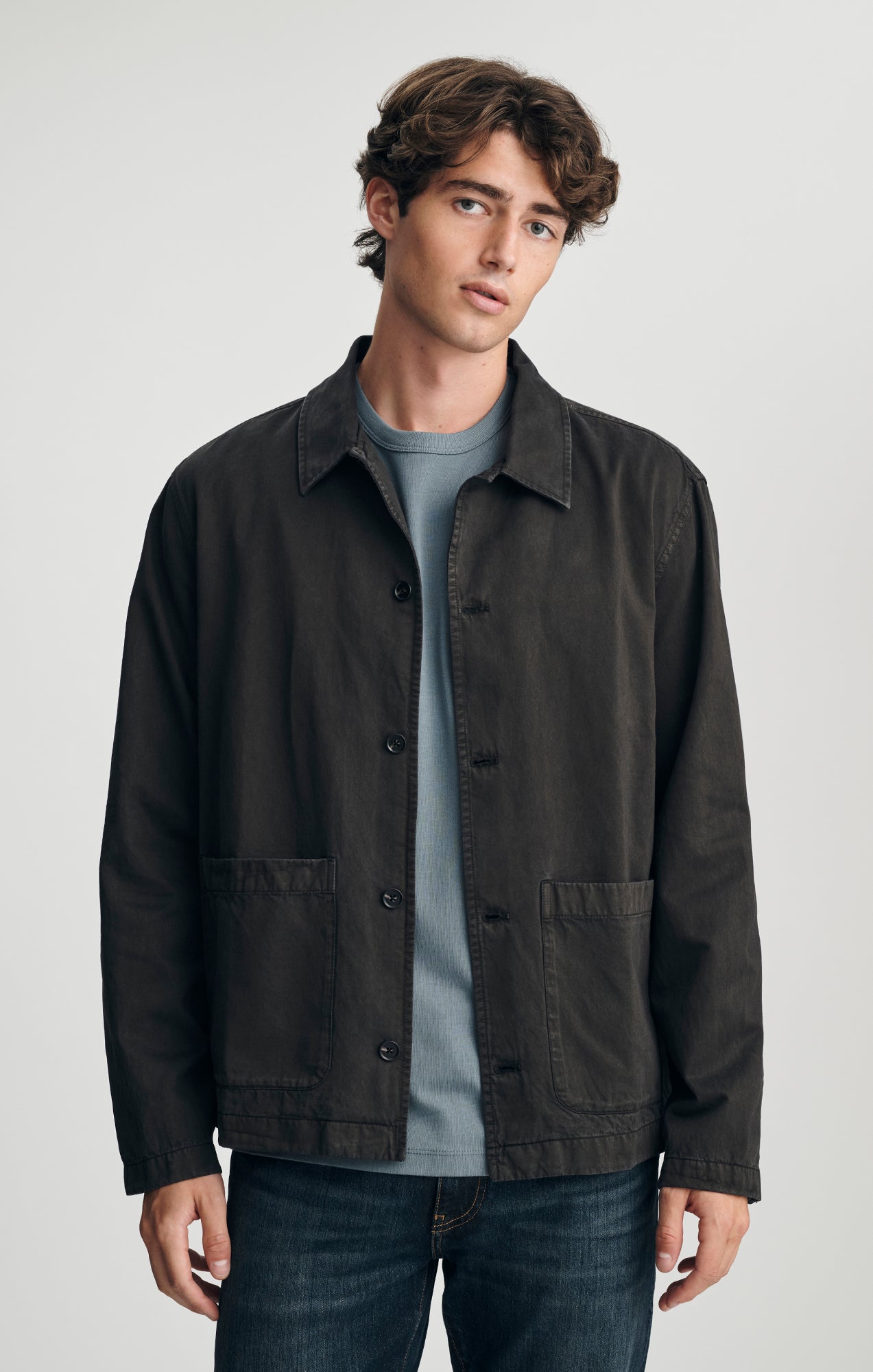TENCEL™ CAMP COLLAR OVERSHIRT IN ESPRESSO - Mavi Jeans
