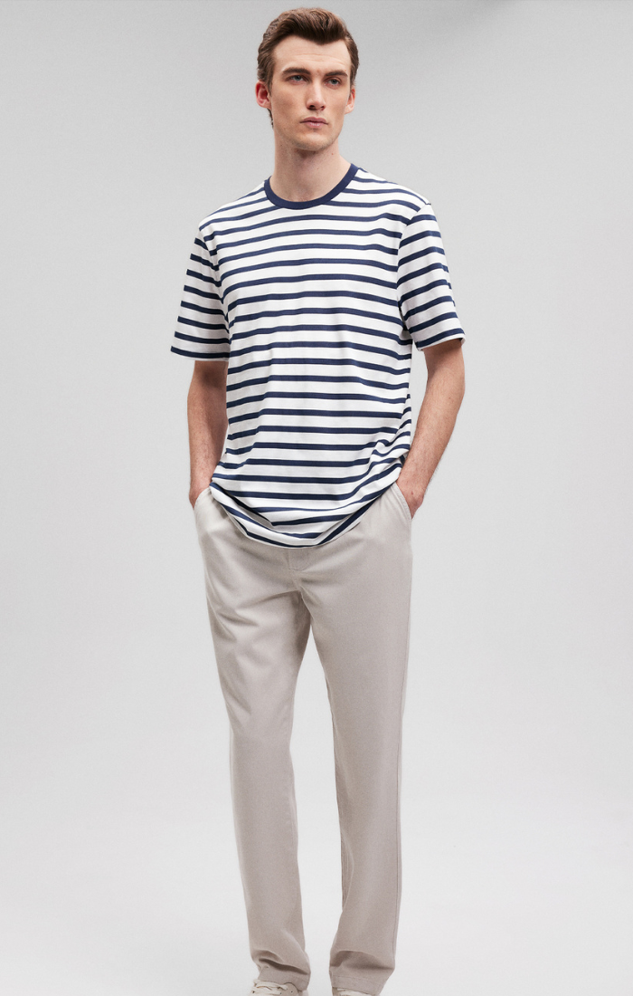 Mavi Men's Striped Crew Neck T-Shirt In Navy Blazer