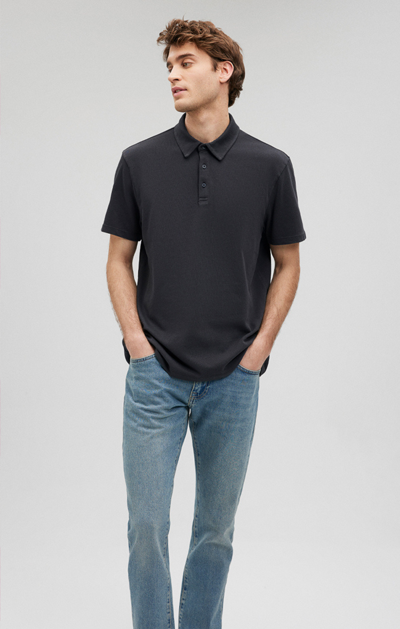 Gray and black polo shirt online