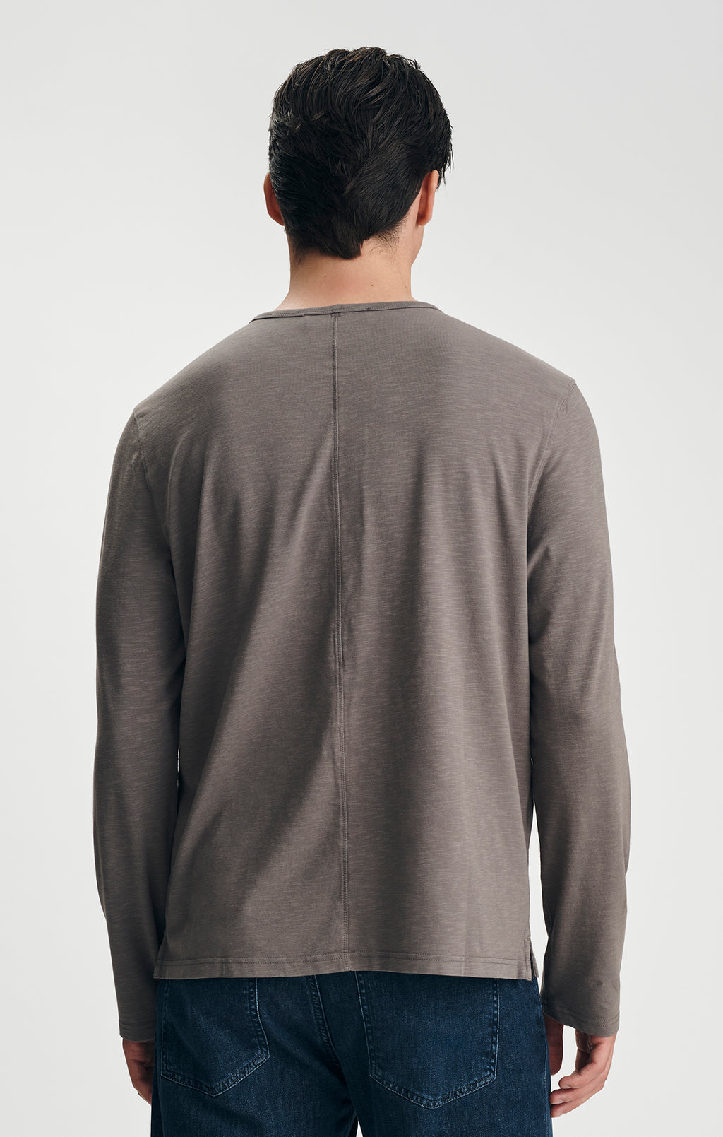 LONG SLEEVE HENLEY T-SHIRT IN FALCON - Mavi Jeans