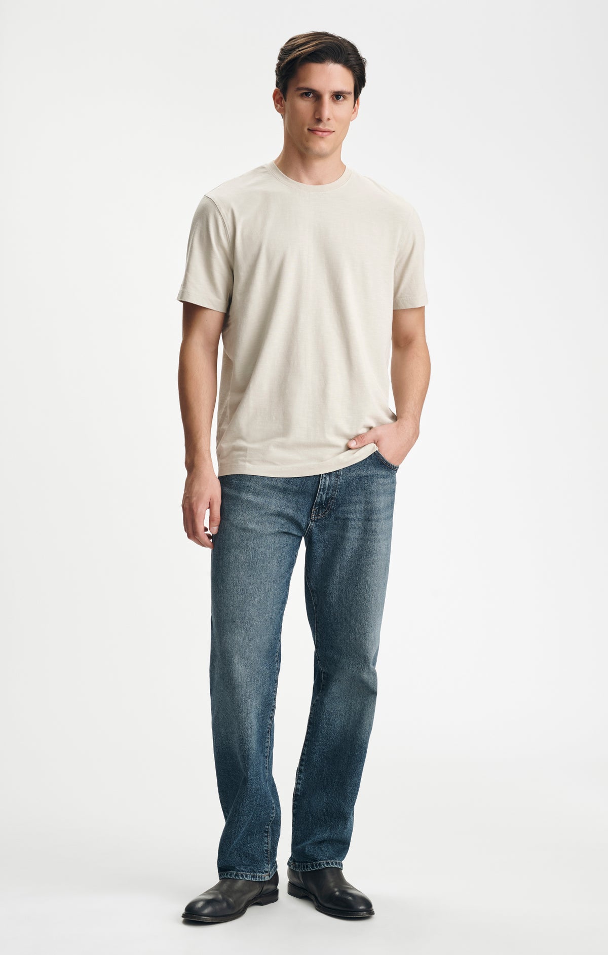 SOFT SLUB CREW NECK T-SHIRT IN PELICAN - Mavi Jeans