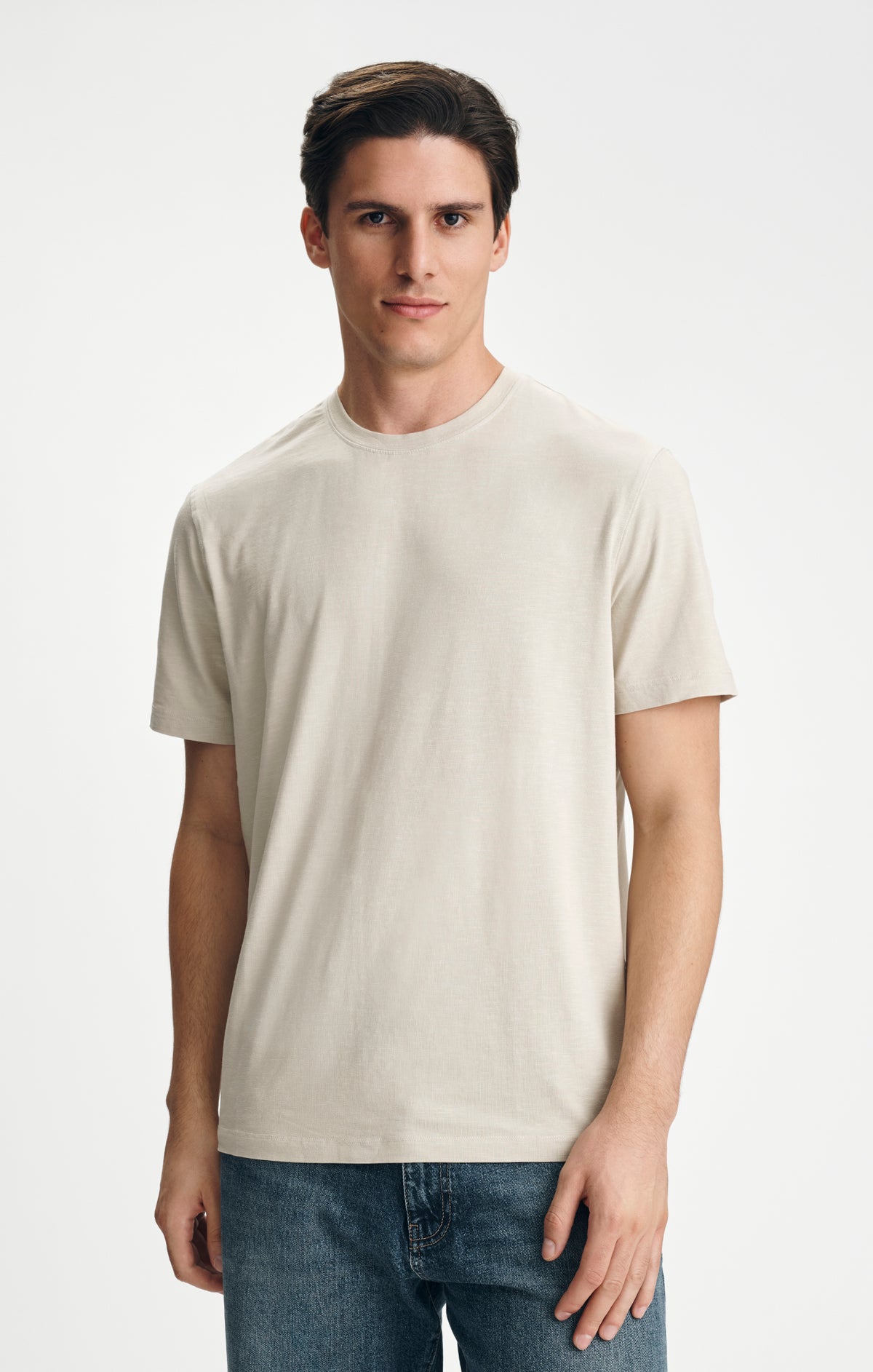 SOFT SLUB CREW NECK T-SHIRT IN PELICAN - Mavi Jeans