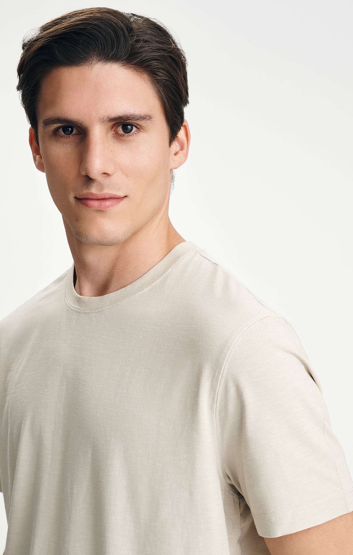 SOFT SLUB CREW NECK T-SHIRT IN PELICAN - Mavi Jeans