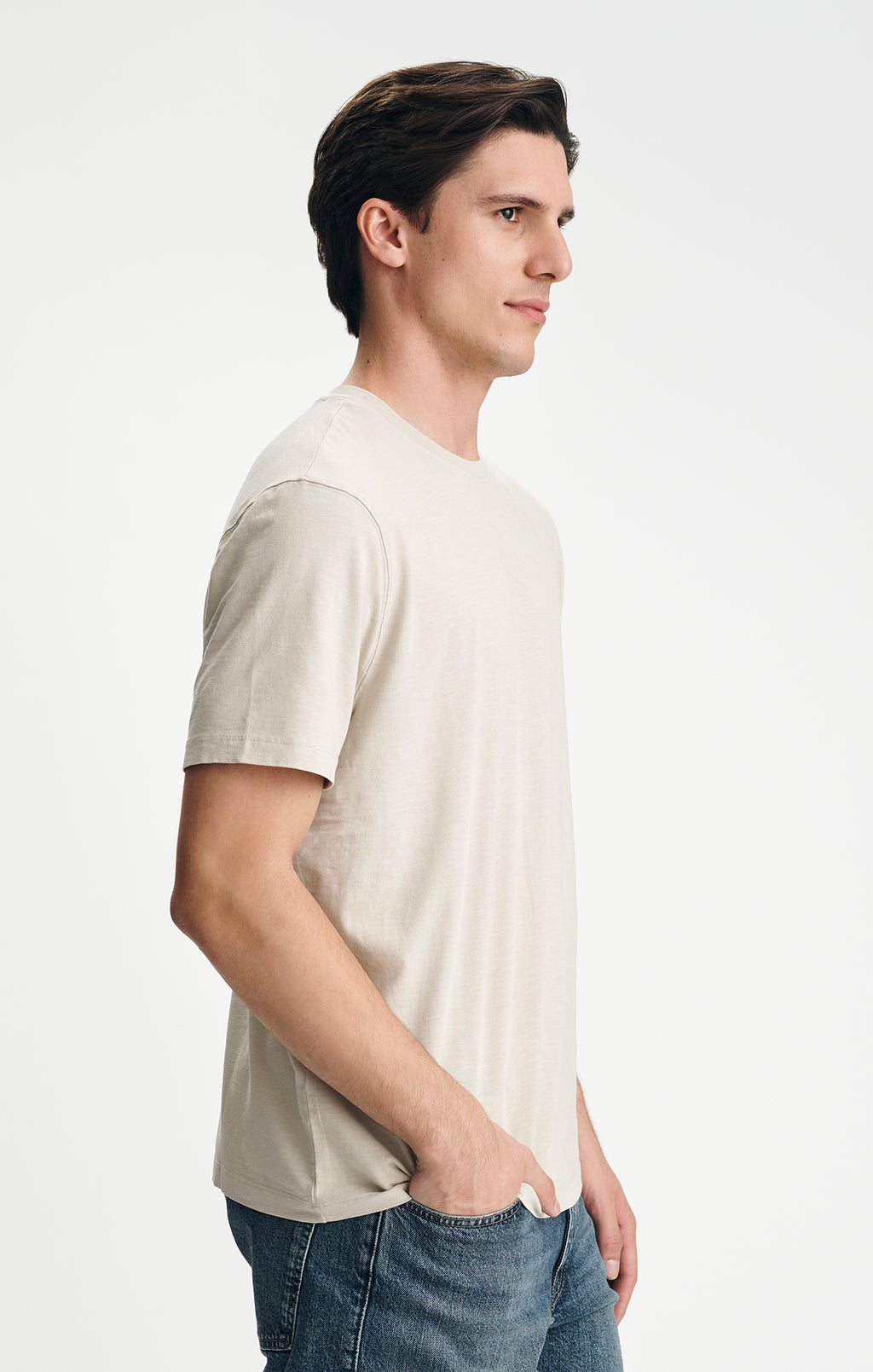 SOFT SLUB CREW NECK T-SHIRT IN PELICAN - Mavi Jeans