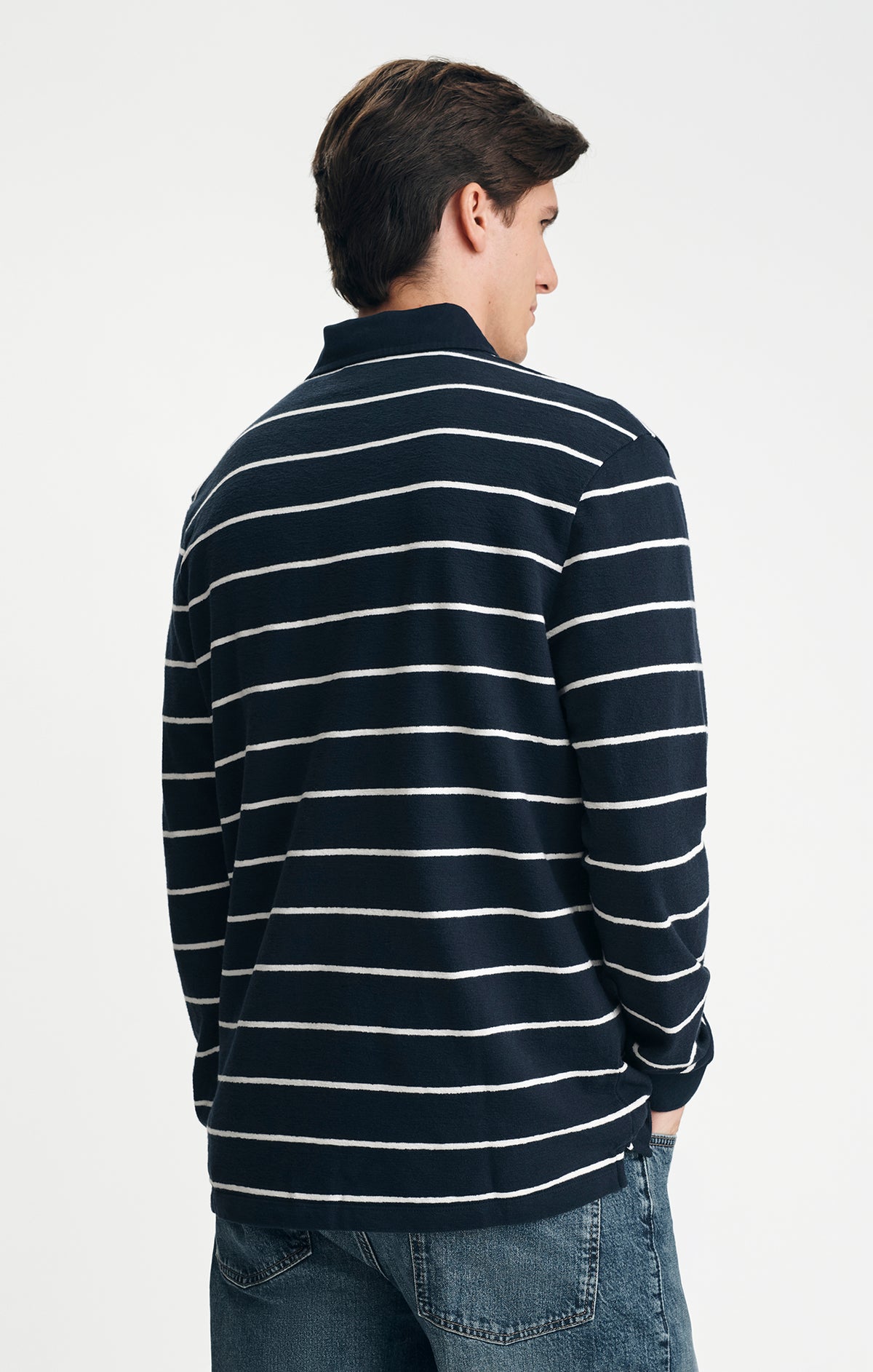 LONG SLEEVE POLO T-SHIRT IN NAVY - Mavi Jeans