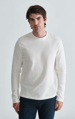 LONG SLEEVE CREW NECK T-SHIRT IN ANTIQUE WHITE - Mavi Jeans