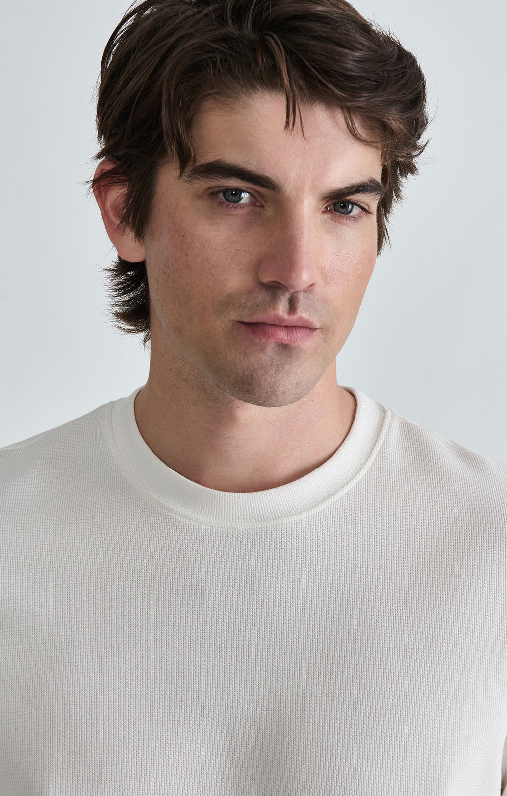 LONG SLEEVE CREW NECK T-SHIRT IN ANTIQUE WHITE - Mavi Jeans