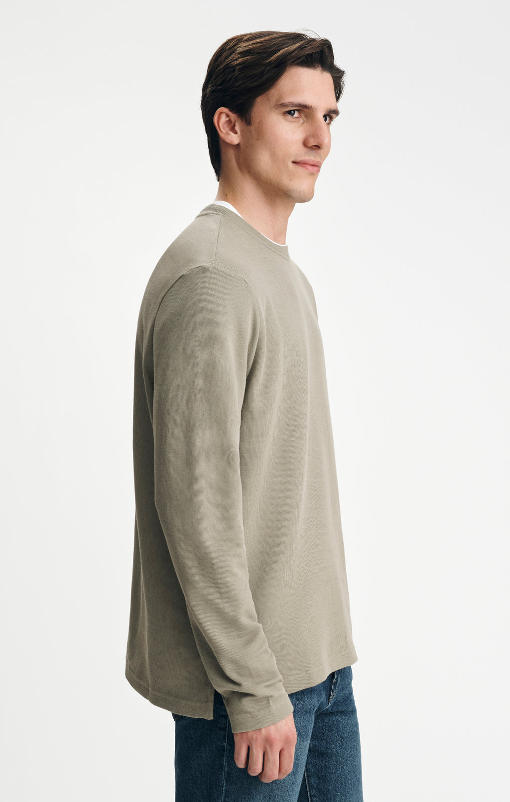 LONG SLEEVE CREW NECK T-SHIRT IN VETIVER - Mavi Jeans