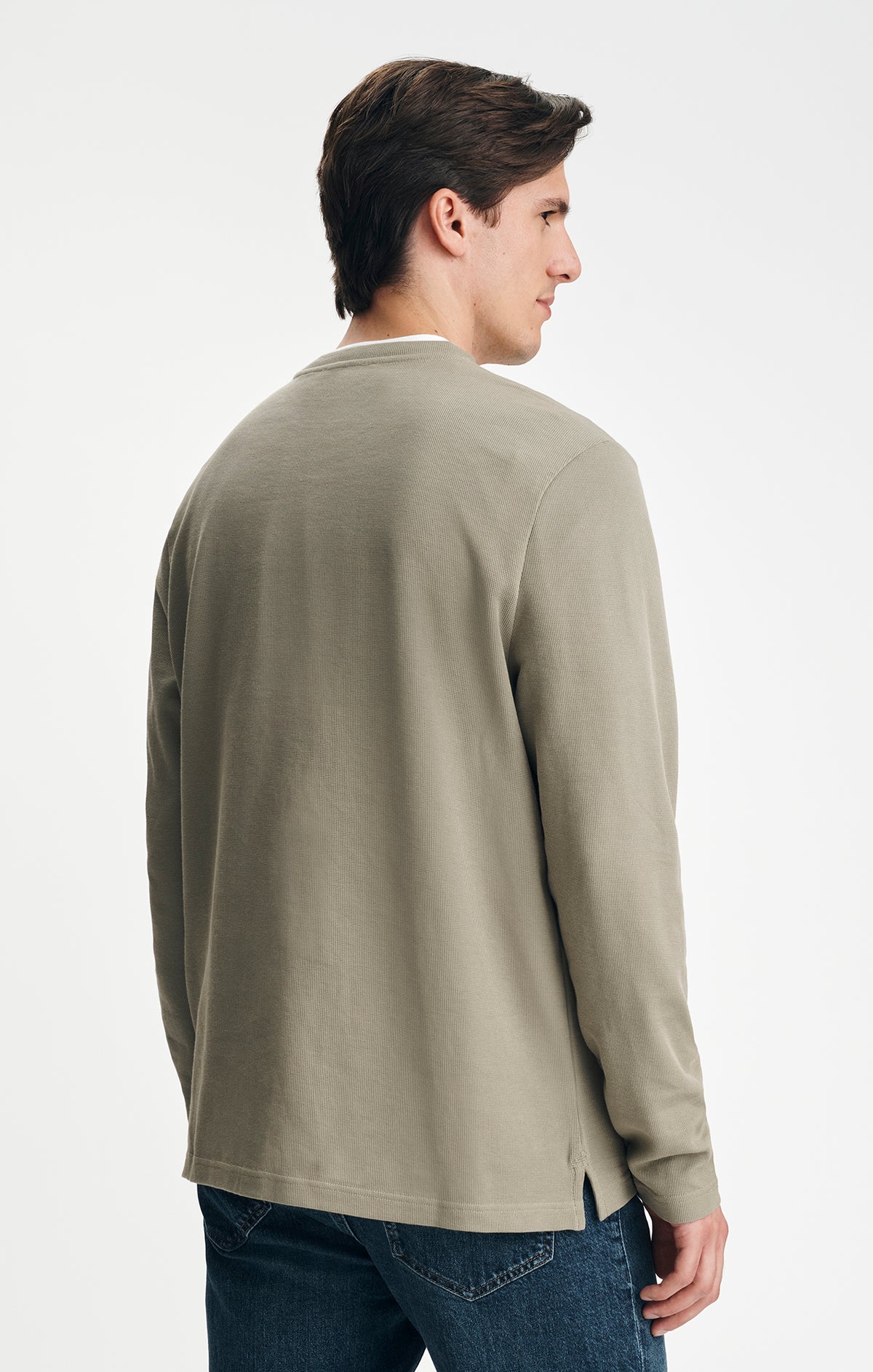 LONG SLEEVE CREW NECK T-SHIRT IN VETIVER - Mavi Jeans