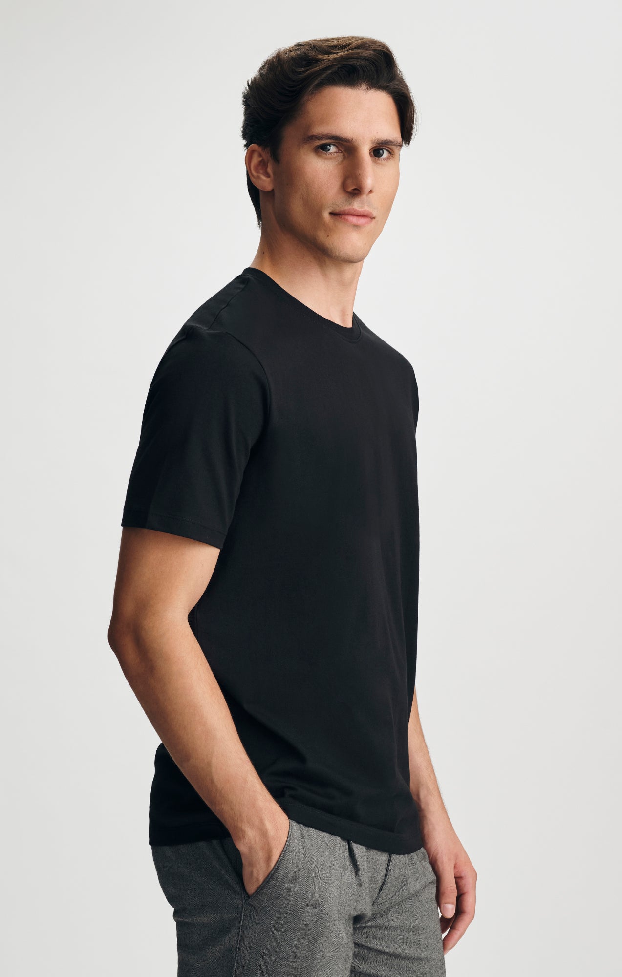 PIMA CREW NECK T-SHIRT IN BLACK - Mavi Jeans