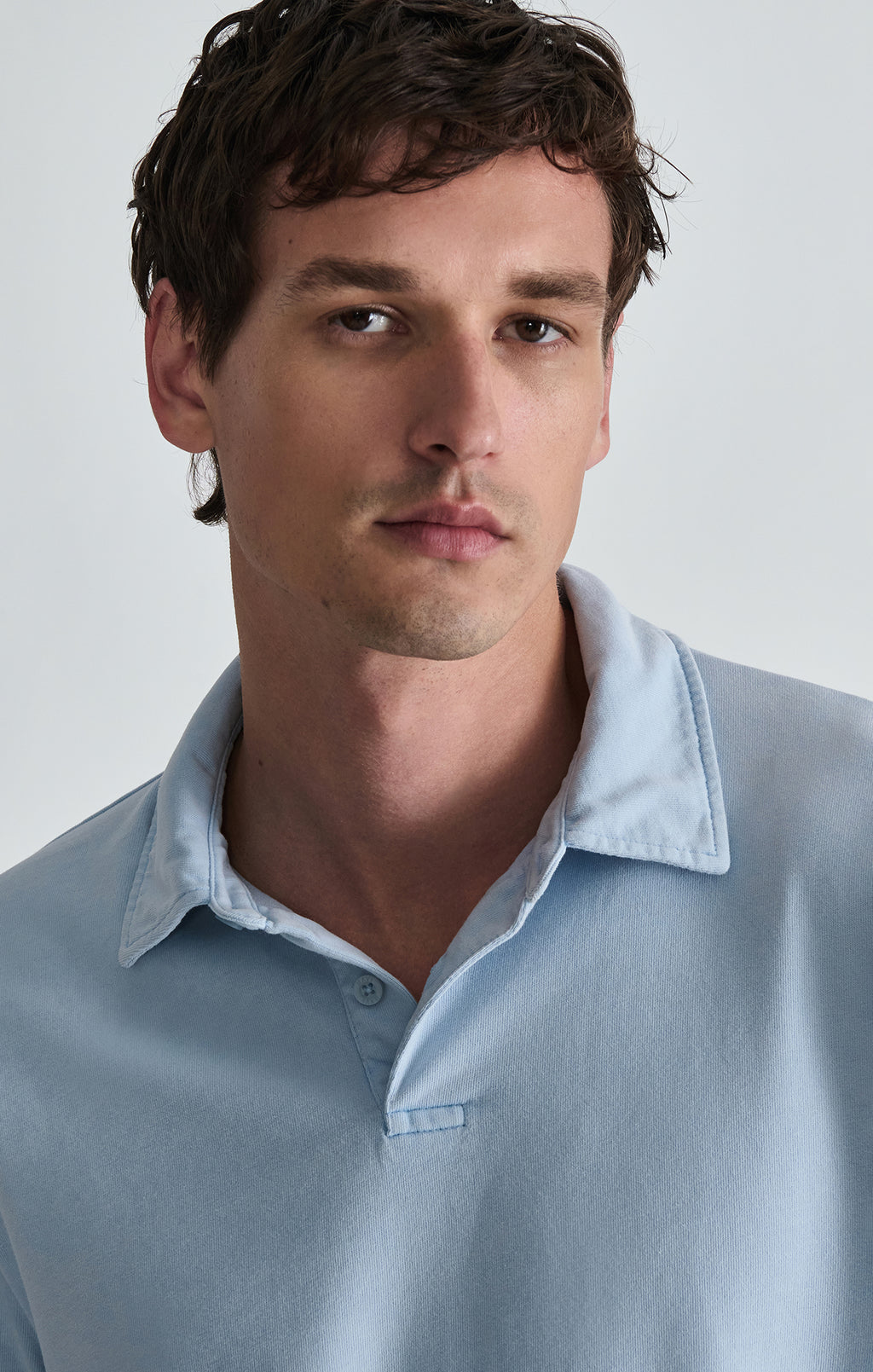 ACID WASH LONG SLEEVE POLO T-SHIRT IN BALLAD BLUE - Mavi Jeans
