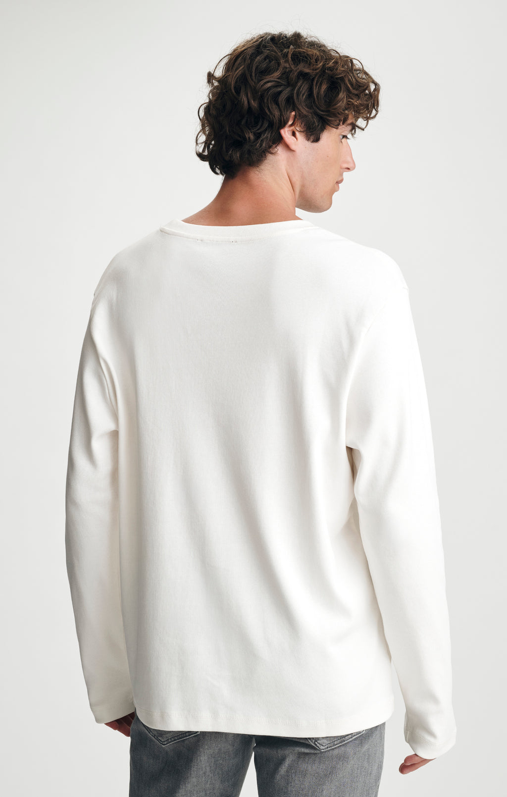 LONG SLEEVE CREW NECK T-SHIRT IN ANTIQUE WHITE - Mavi Jeans